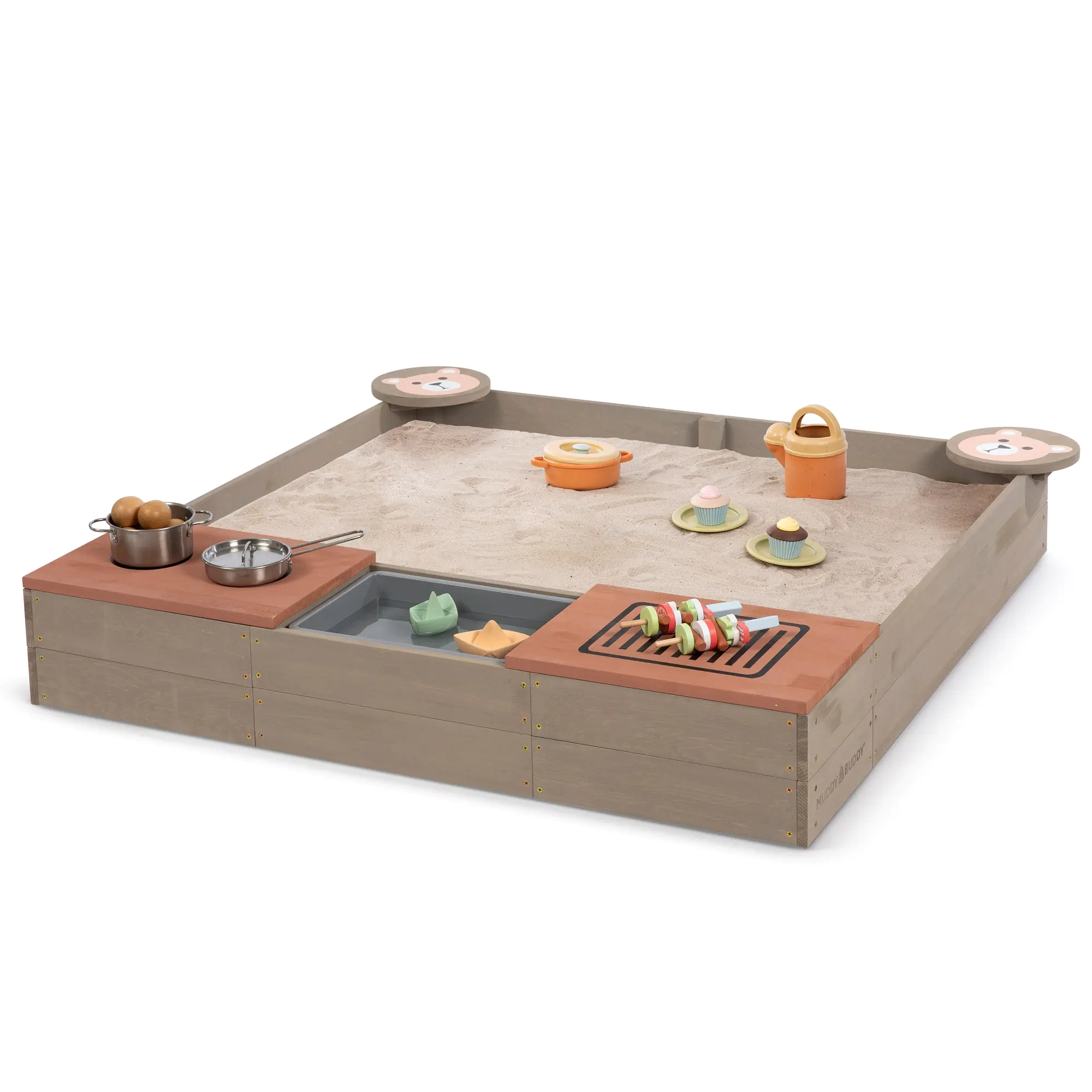 MUDDY BUDDY® Sandkasten Wild Bear 120 x 120 cm warmgrau-puderrosa