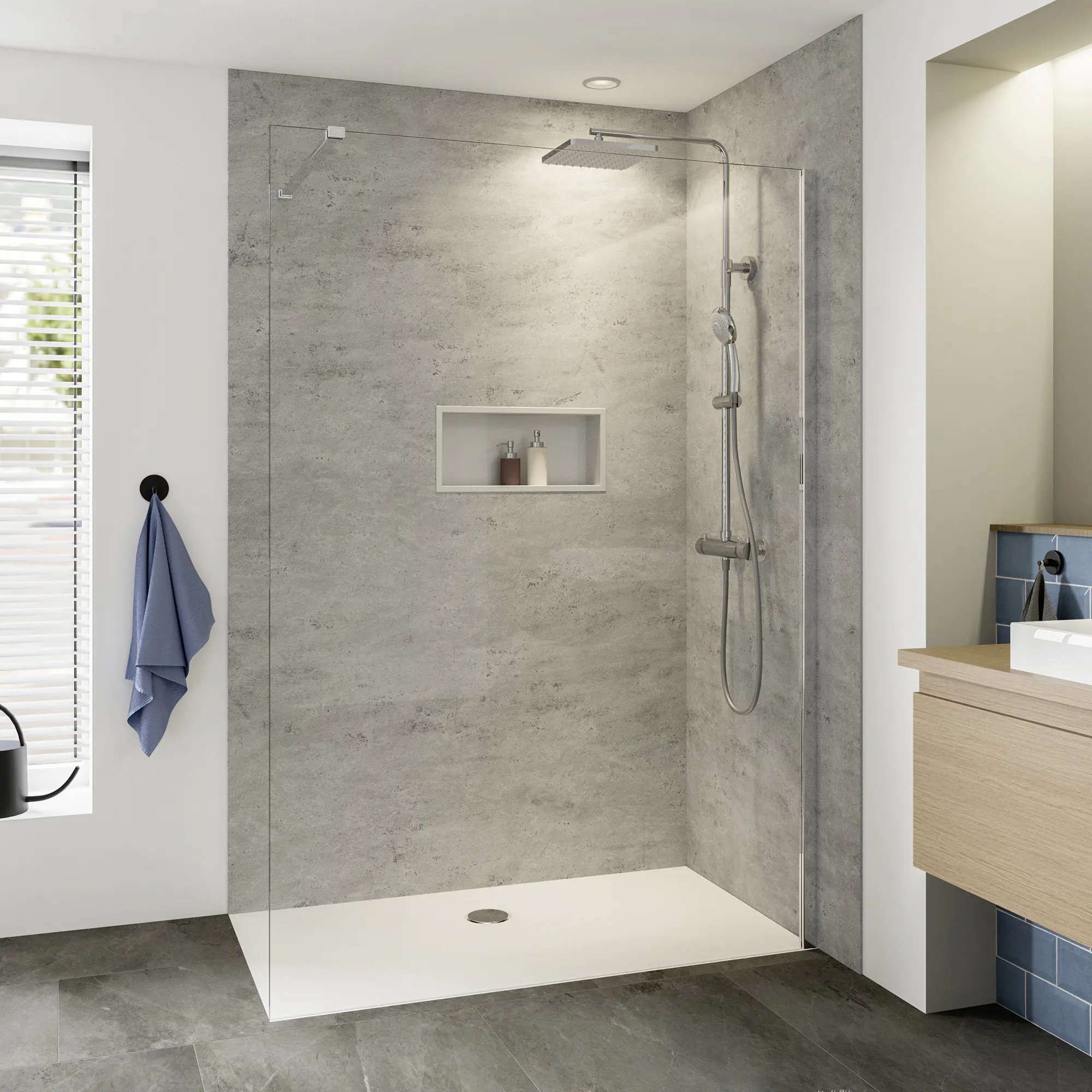 Breuer Seitenwand Panorama 140 x 200 cm Alu chrom Klarglas inkl. CER