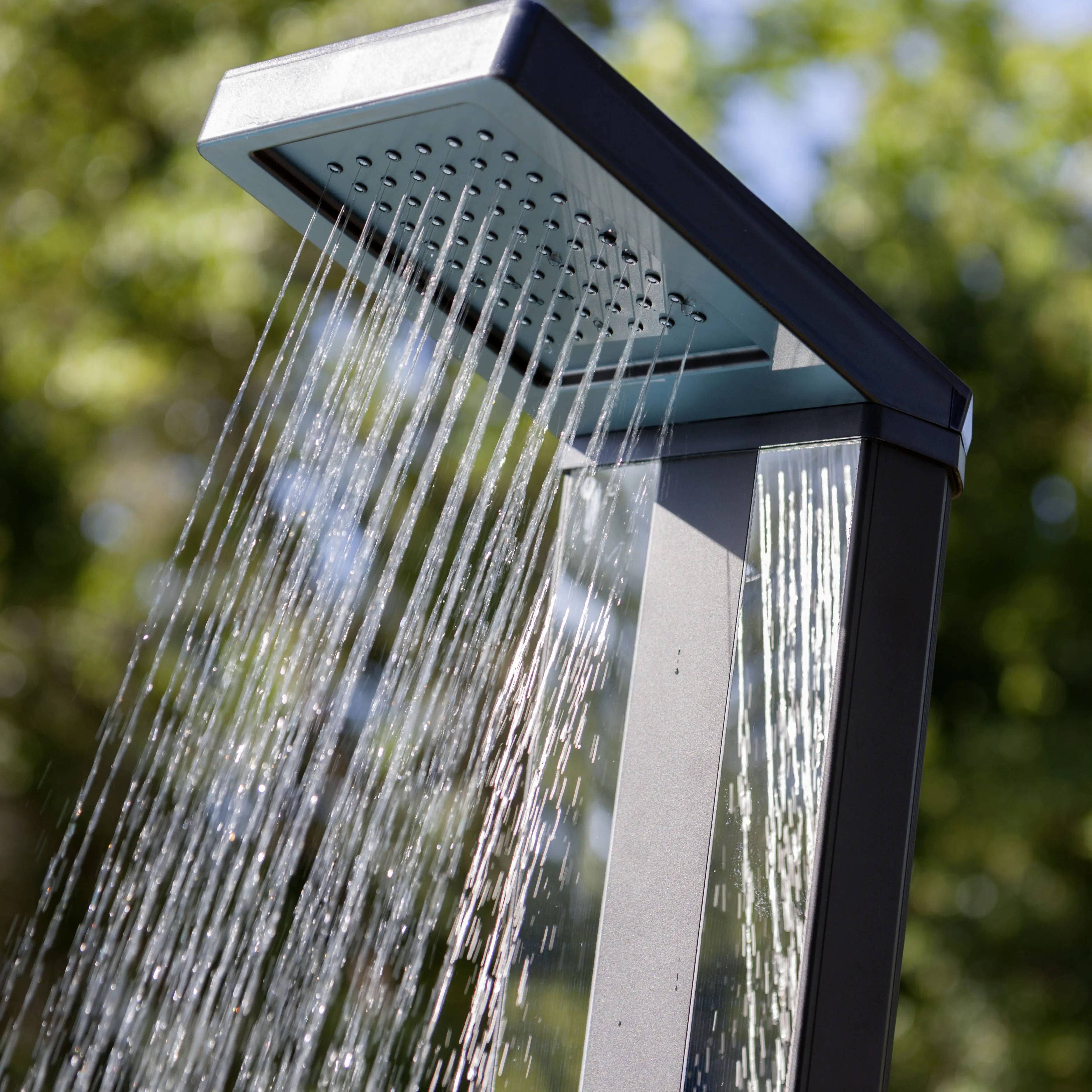 Gre Solardusche Premium 38 Liter Stahl mit Brause und Fuß-Wasserhahn