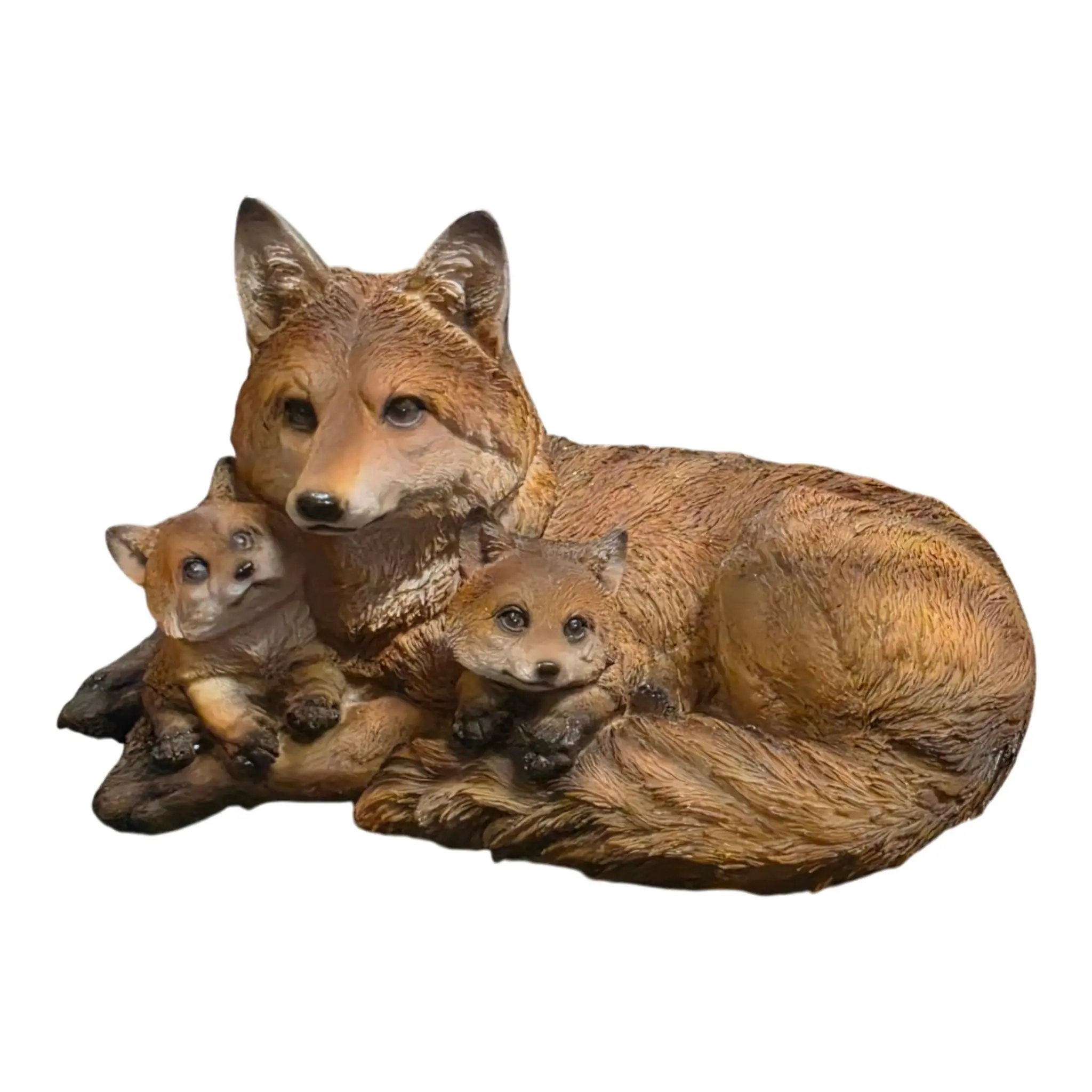 Figur Fuchs mit Babys 23 x 39 cm braun