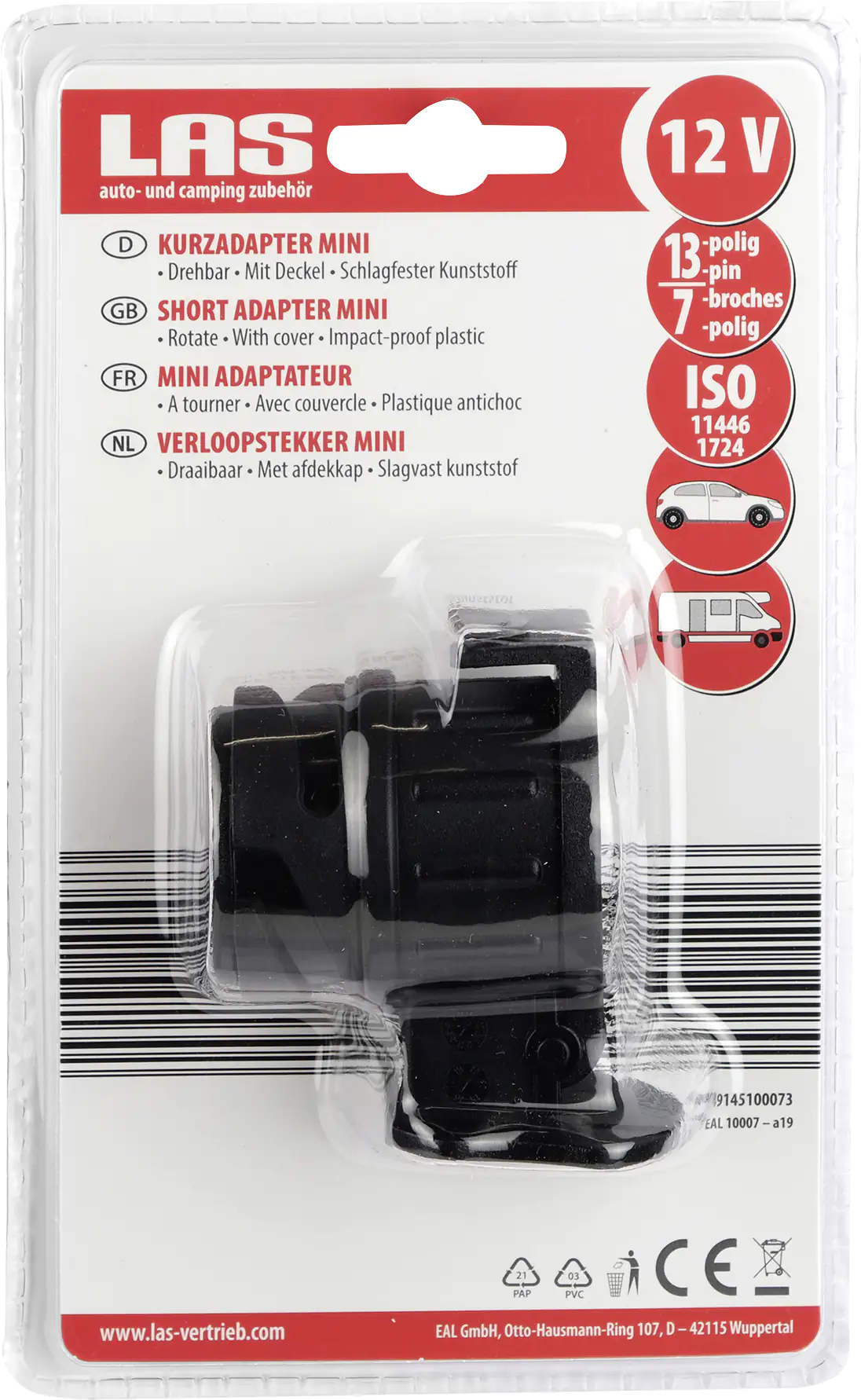 LAS Anhänger-Adapter mini drehbar 13 auf 7 polig