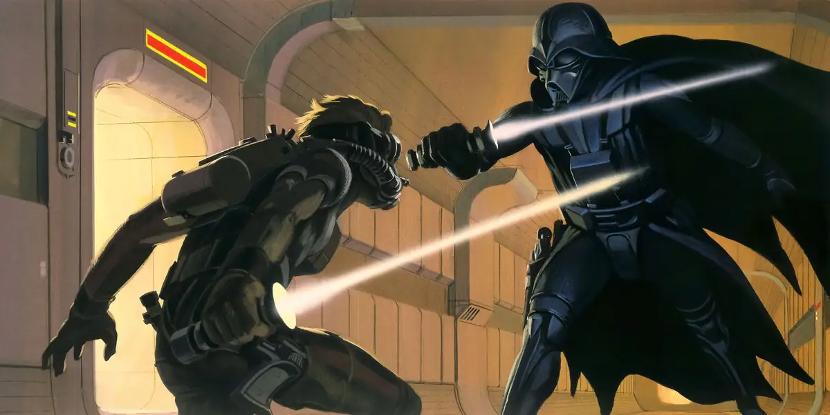 Komar Vlies Fototapete Star Wars Classic Vader vs. Luke 500 x 250 cm 