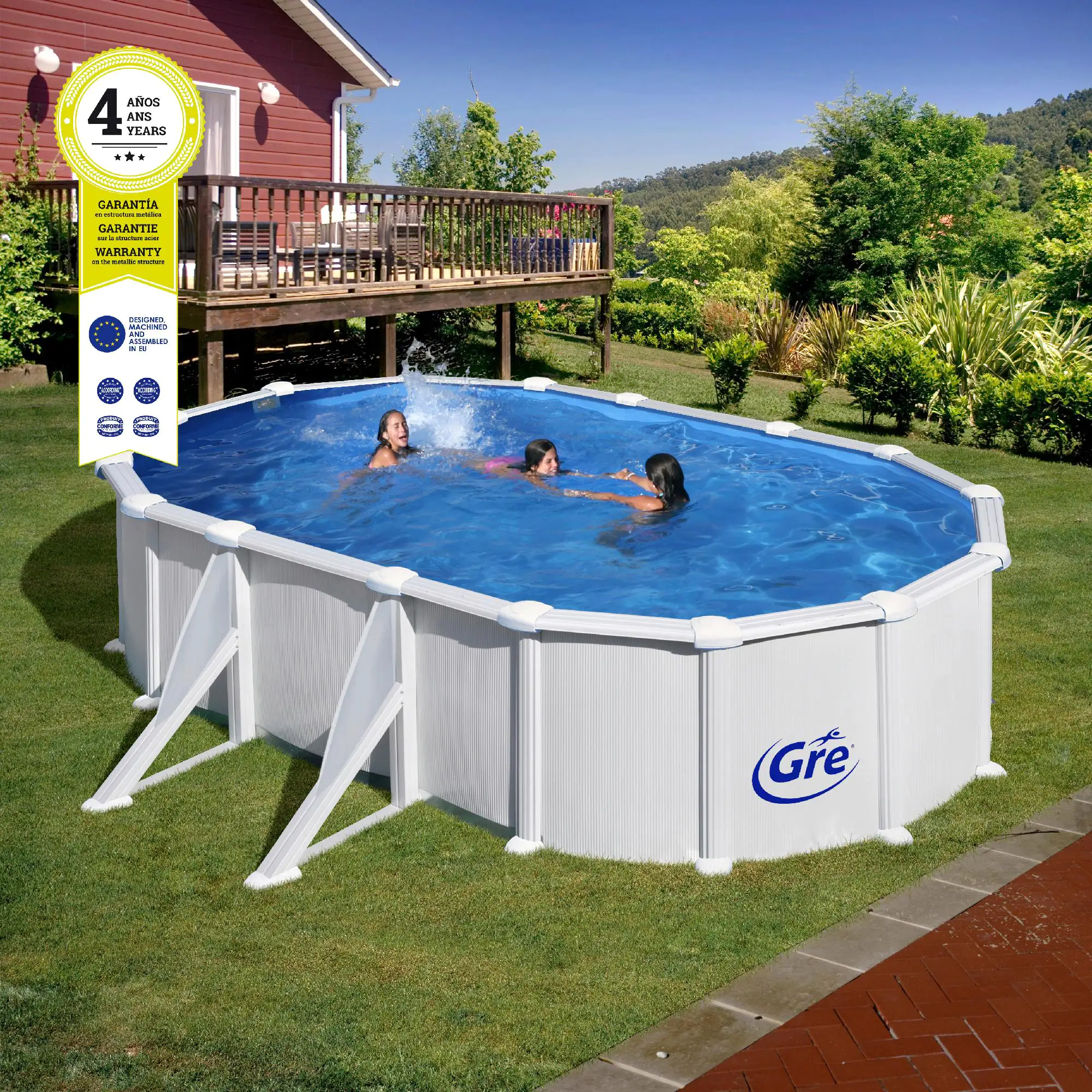 Gre Stahlwandpool Atlantis oval 500 x 300 x 132 cm, weiß