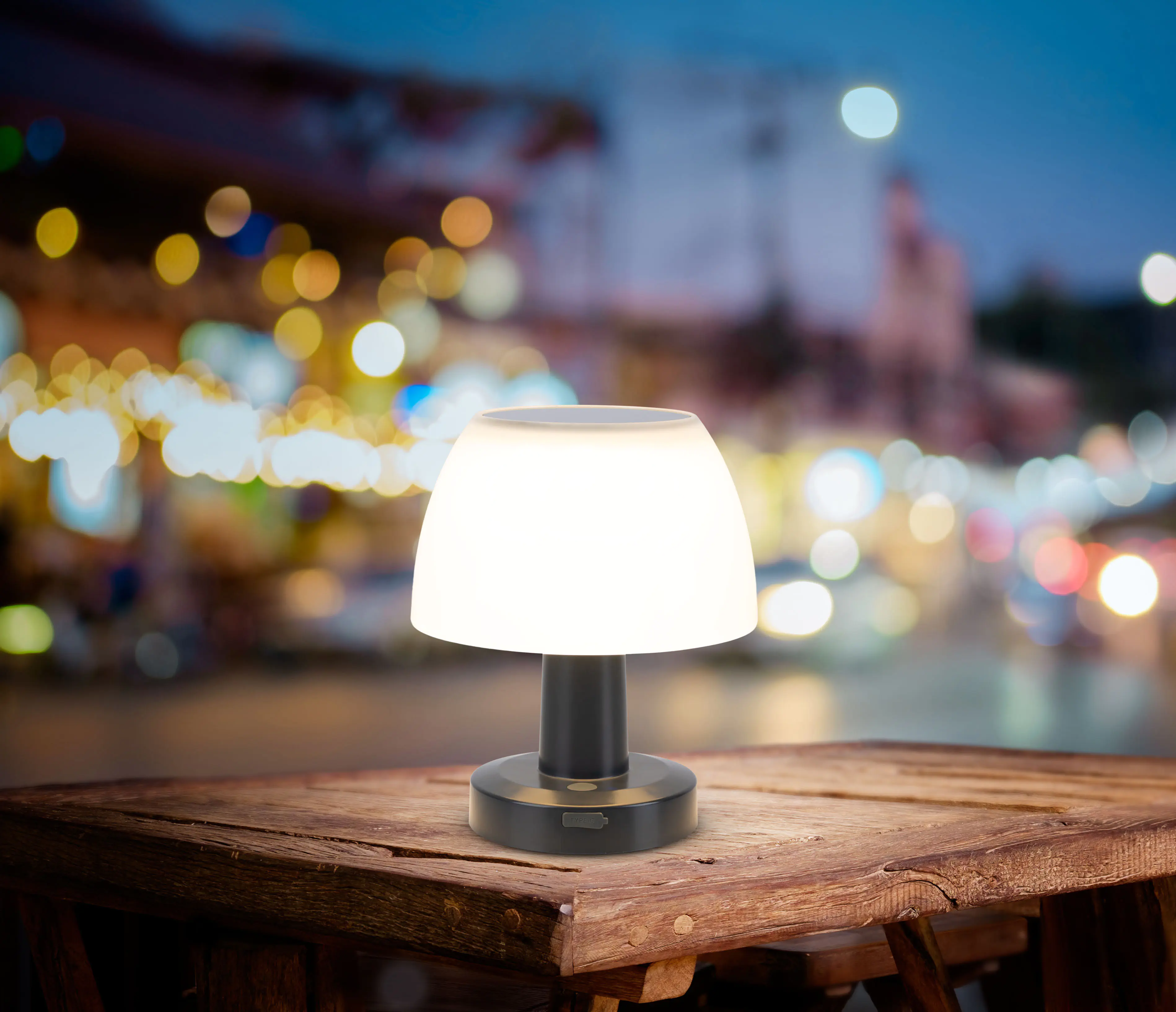 Light & More LED Solartischleuchte dimmbar schwarz