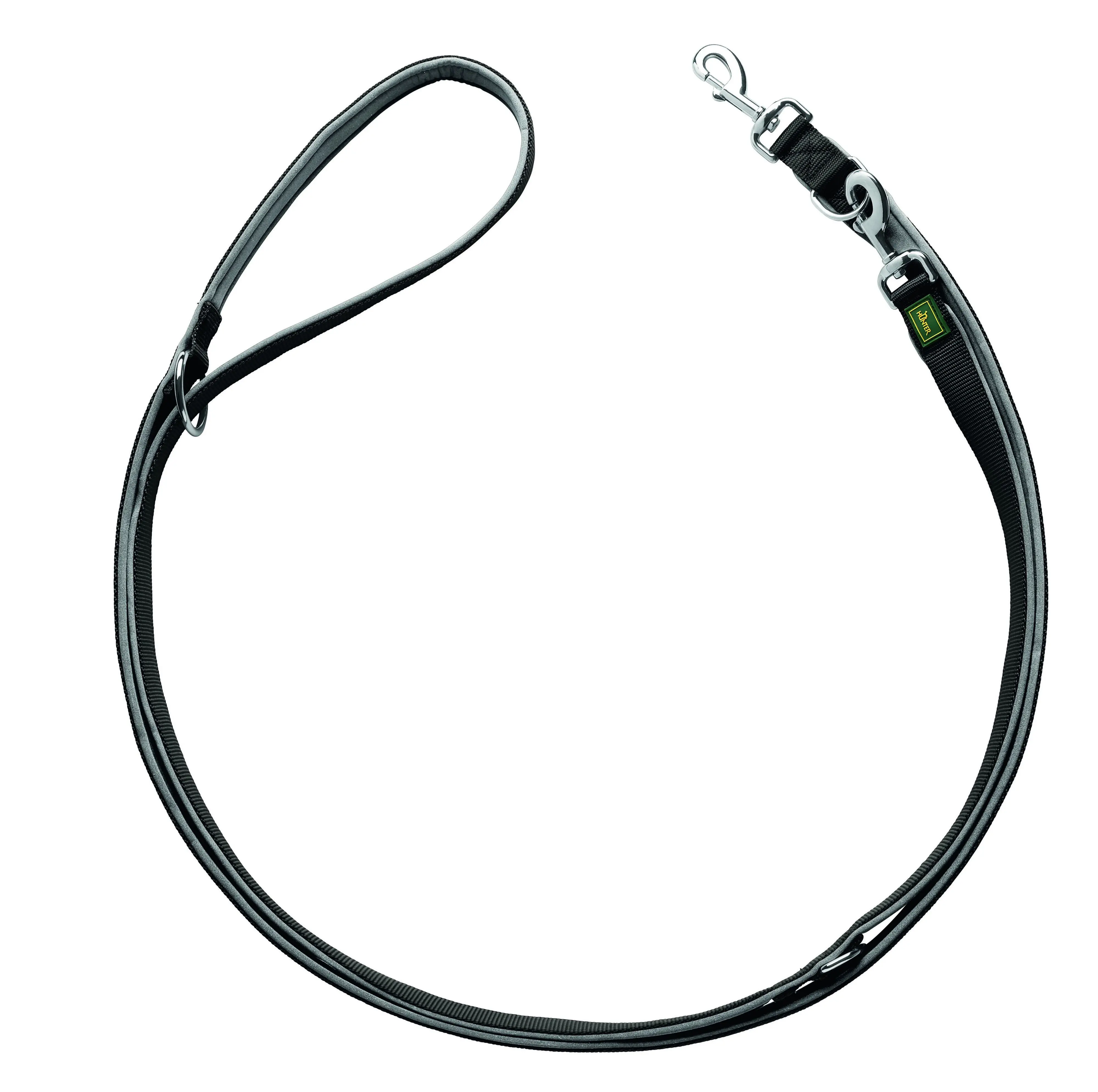 Hunter Hundeleine Führleine verstellbar Neopren 2 m x 2 cm schwarz/grau