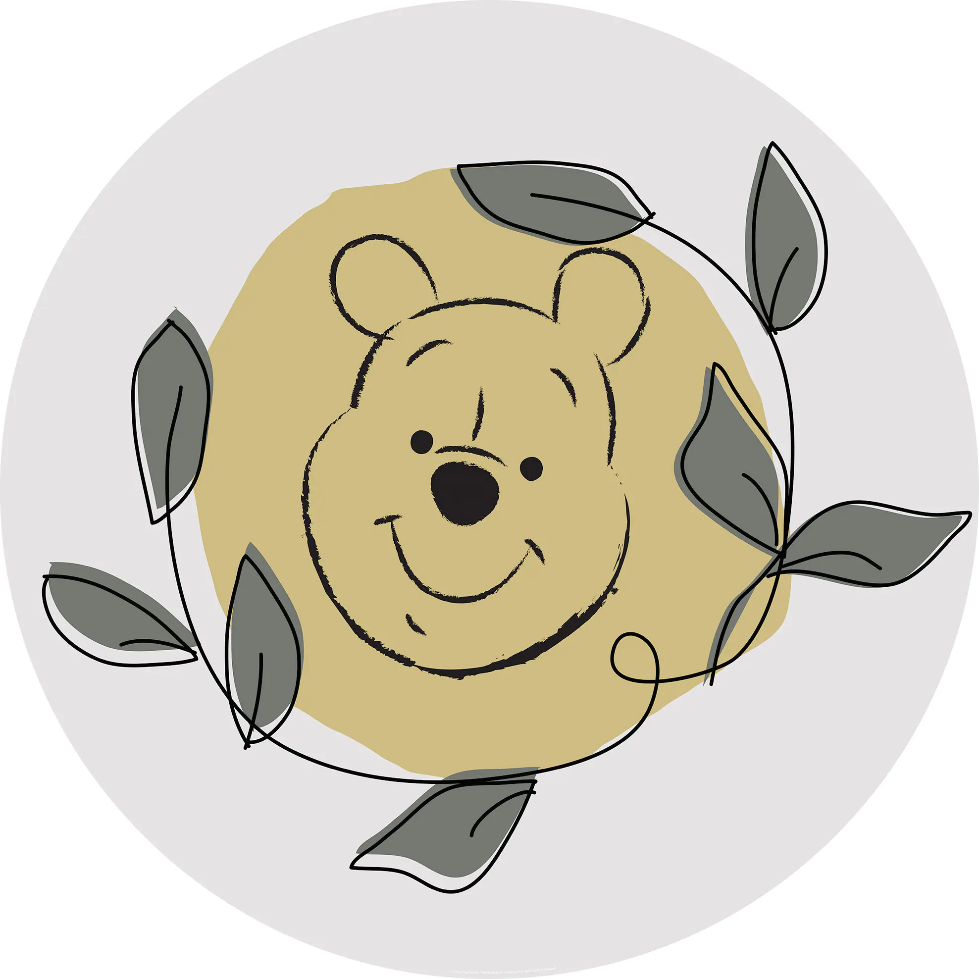 Komar Vlies Fototapete Dot Winnie Pooh Garland Ø 128 cm, selbstklebend