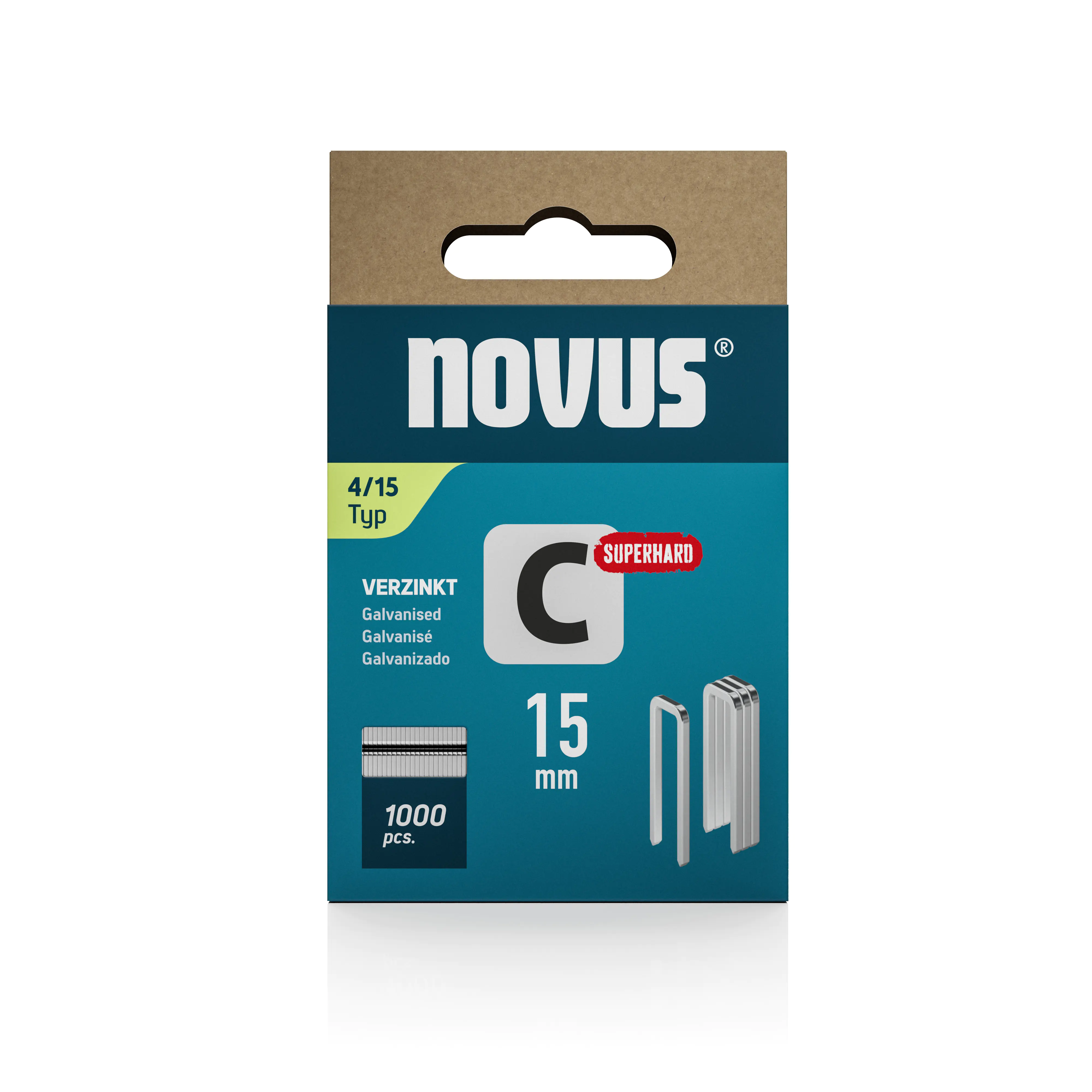 Novus Tackerklammer Typ 4 15 mm 1000 Stück Schmalrückenklammern