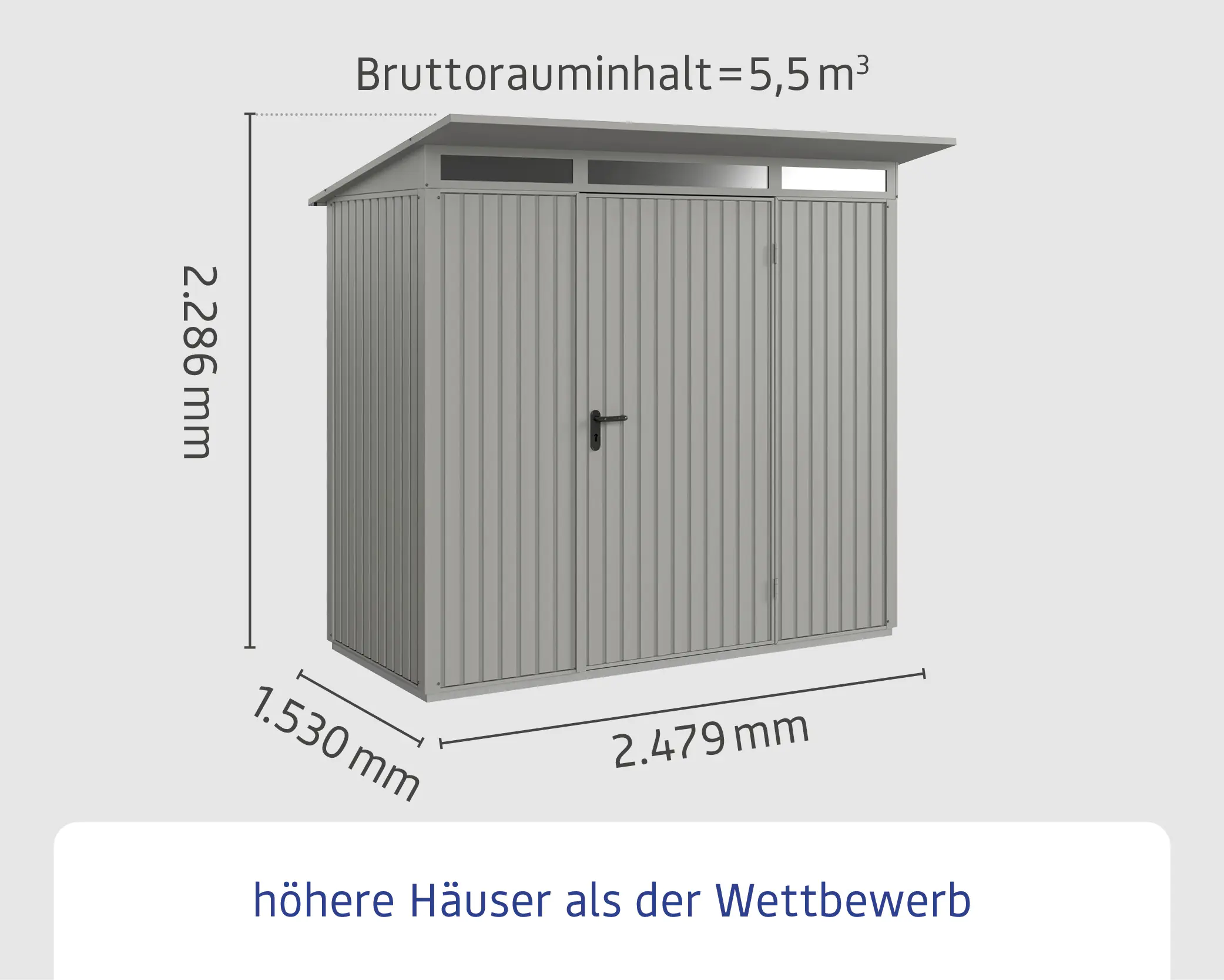 EcoStar Gerätehaus Trend-P Typ 1 247,9 x 153 x 228,6 cm graualuminium