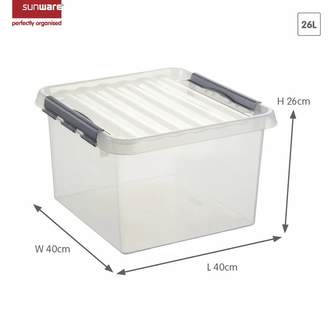 Sunware Aufbewahrungsbox Q-Line mit Deckel 40 x 40 cm 26 L transparent