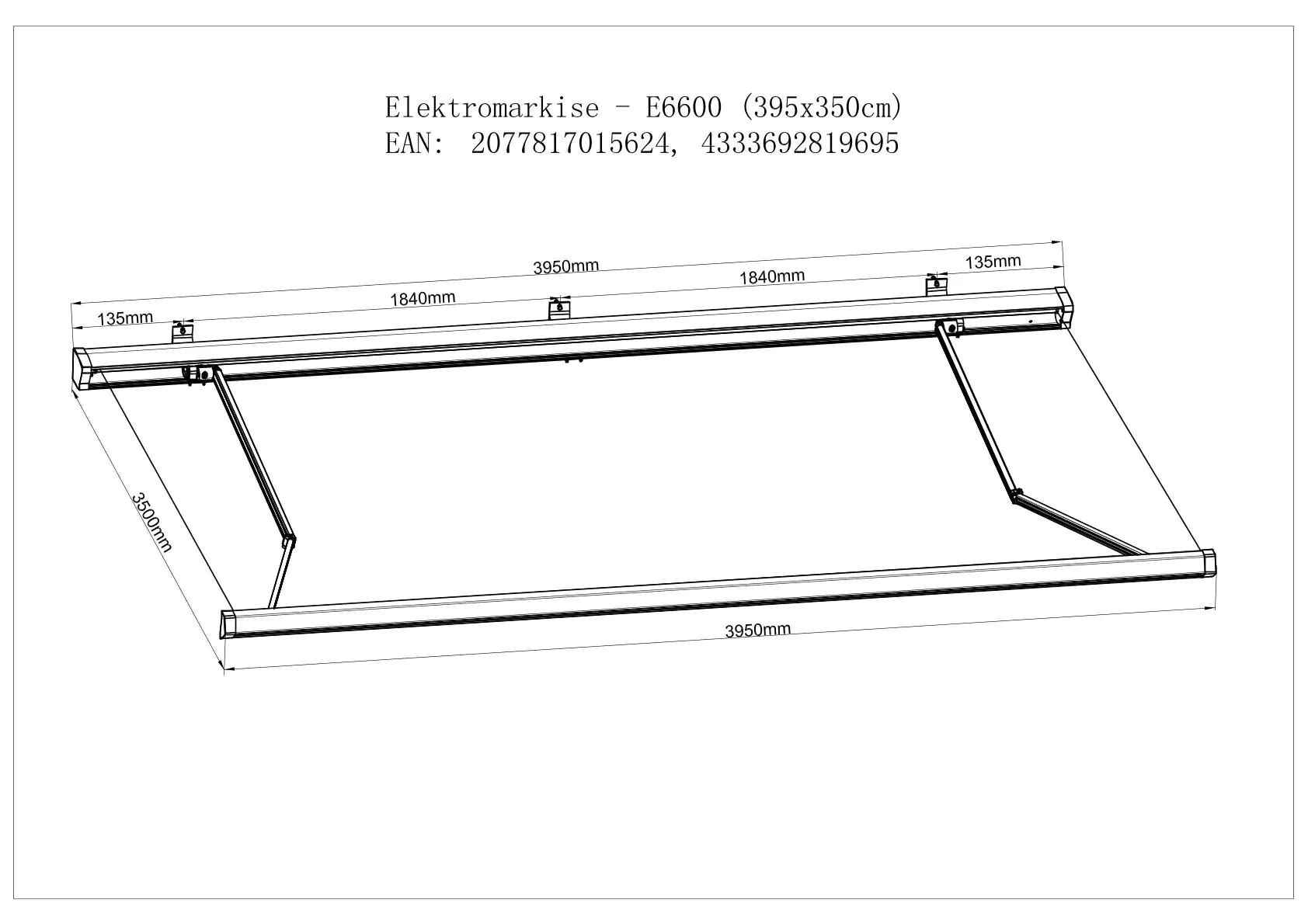 Primaster Kassetten-Markise 4 x 3,5 m elektrisch rot