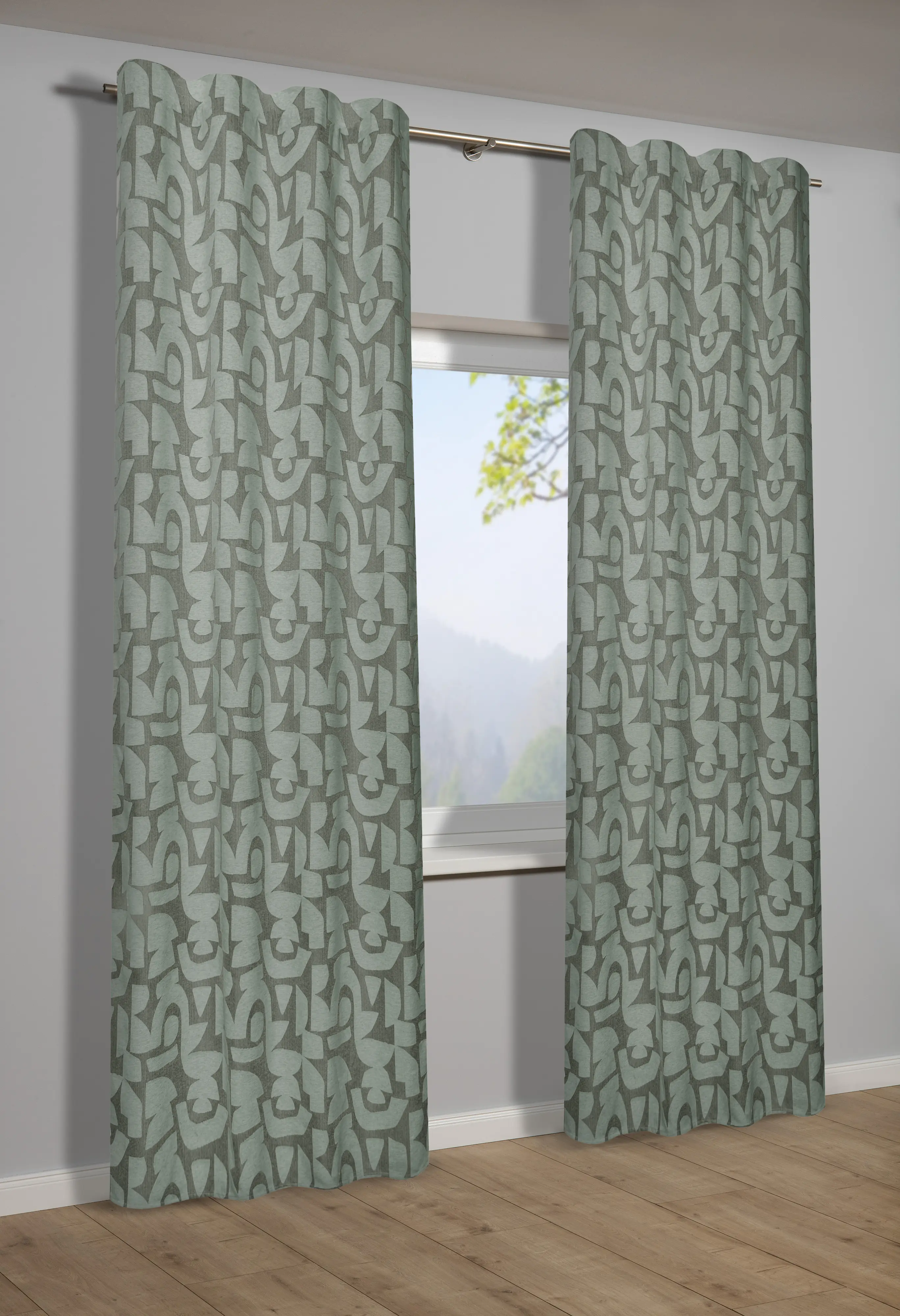Sehlbach Fertigschal mit Gardinenband Chenille 135 x 245 cm grün