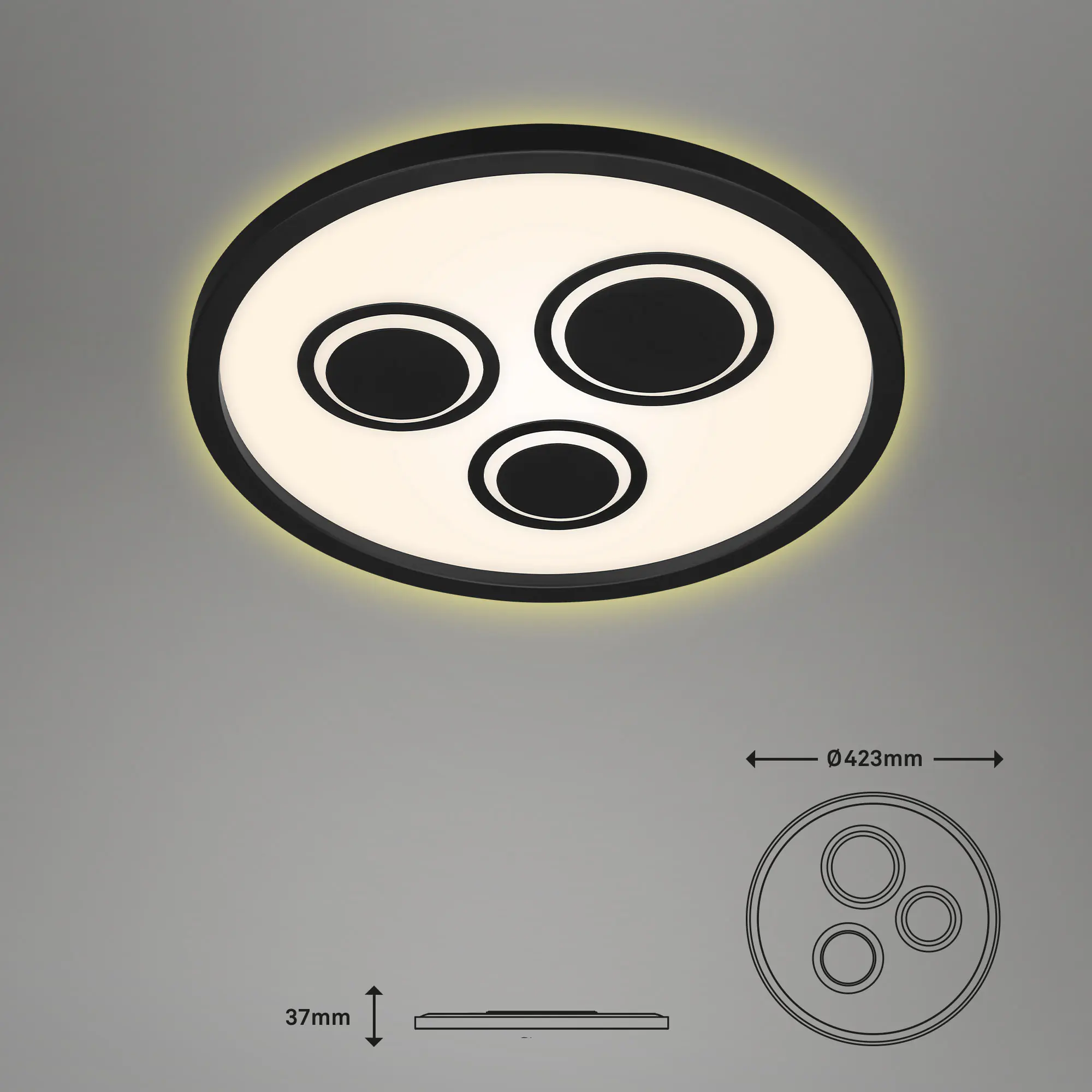 Briloner LED Panel Pac schwarz-weiß Ø 42,3 cm mit Backlight warmweiß