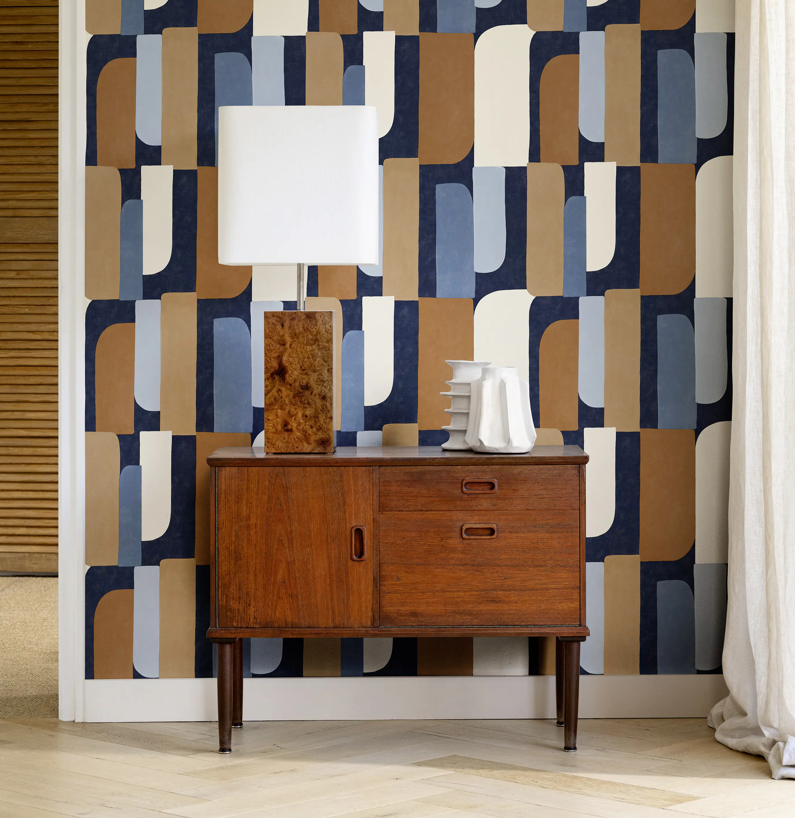 Rasch Vliestapete Paraiso Muster Grafik blau beige 10,05 x 0,53 m