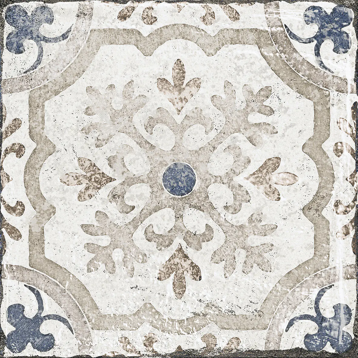 Bodenfliese Feinsteinzeug Marrakesh 20 x 20 cm blau-beige