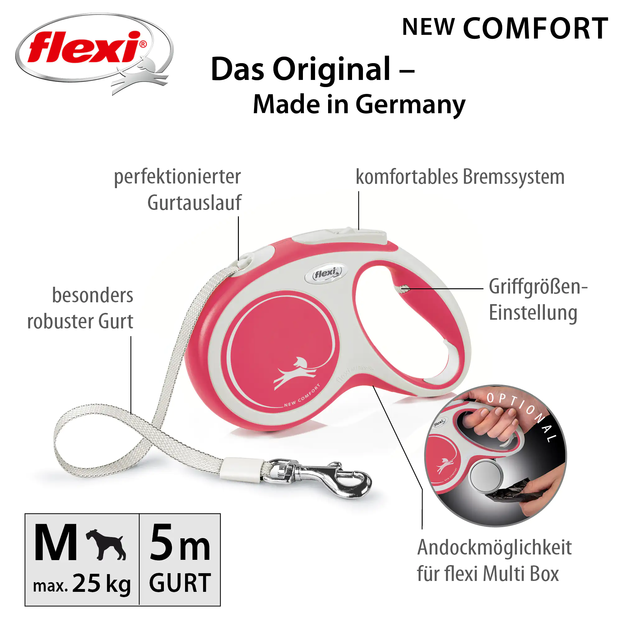 Flexi Hundeleine New Comfort rot, Gurt