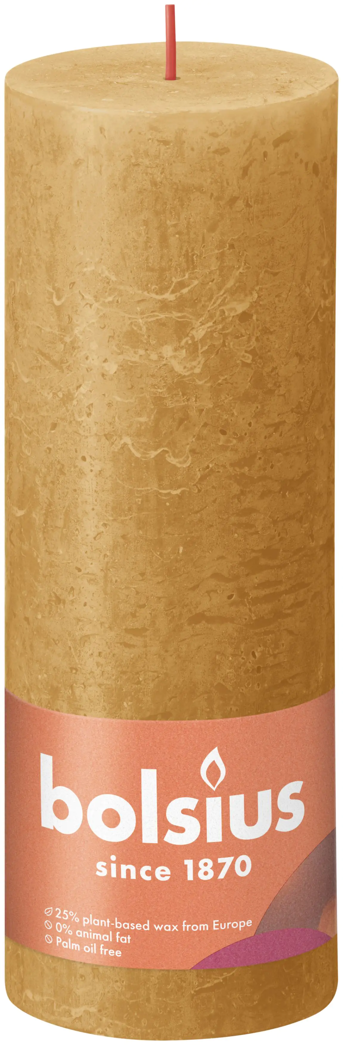Bolsius Rustik Stumpenkerze honigwabengelb, Höhe: 19 cm, Ø 6,8 cm