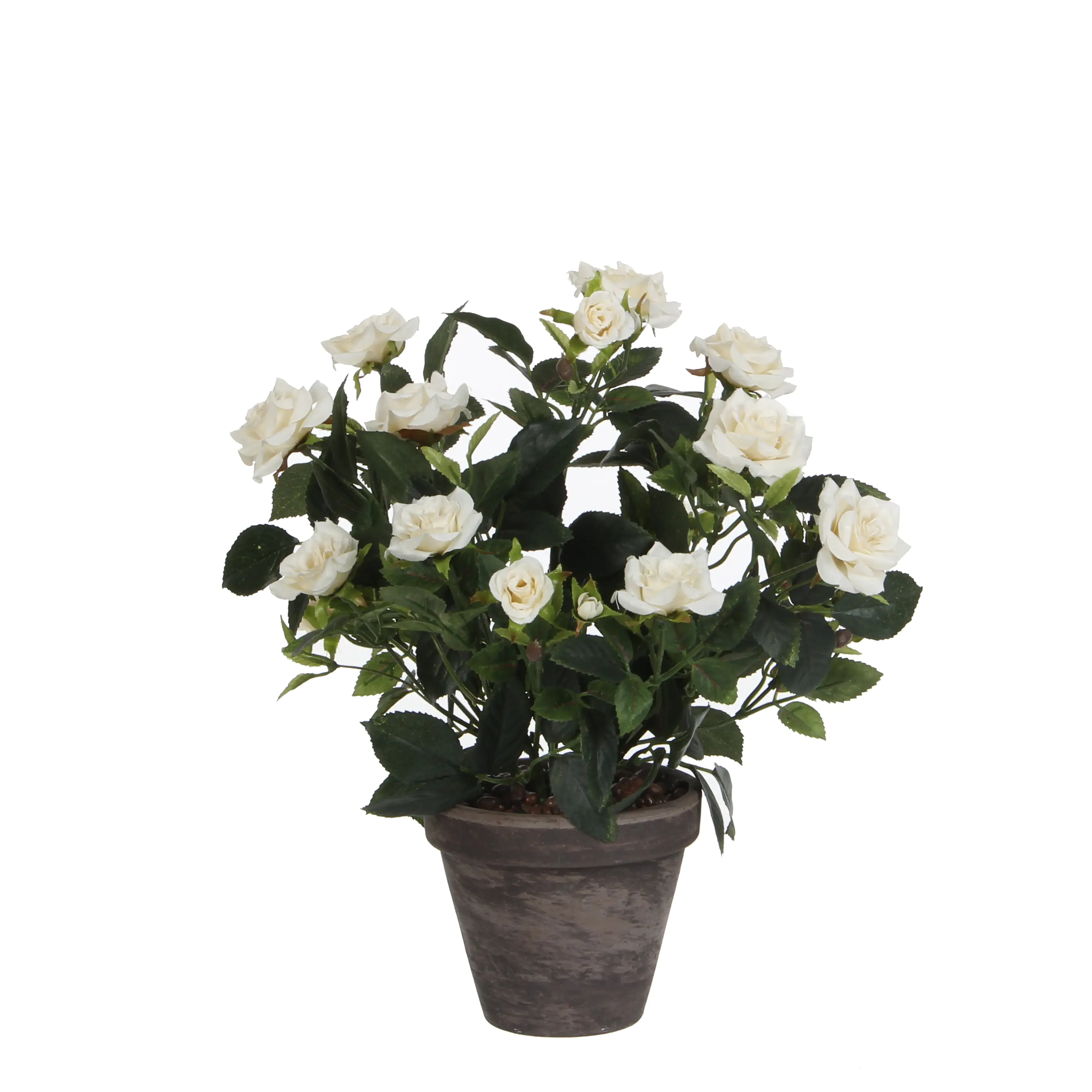 Mica künstlicher Rosenstrauch weiß im Blumentopf 33 x 25 cm