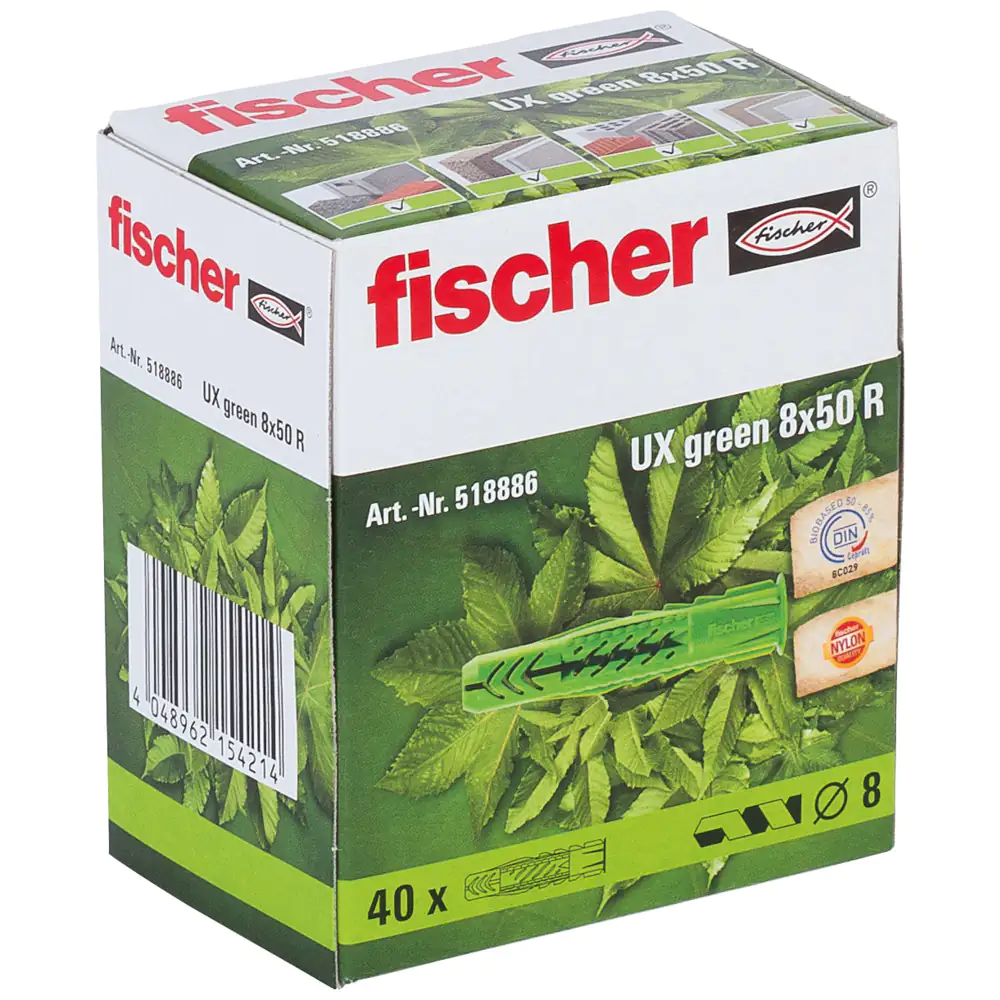 Fischer Universaldübel UX green 8.0 x 50 mm - 40 Stück