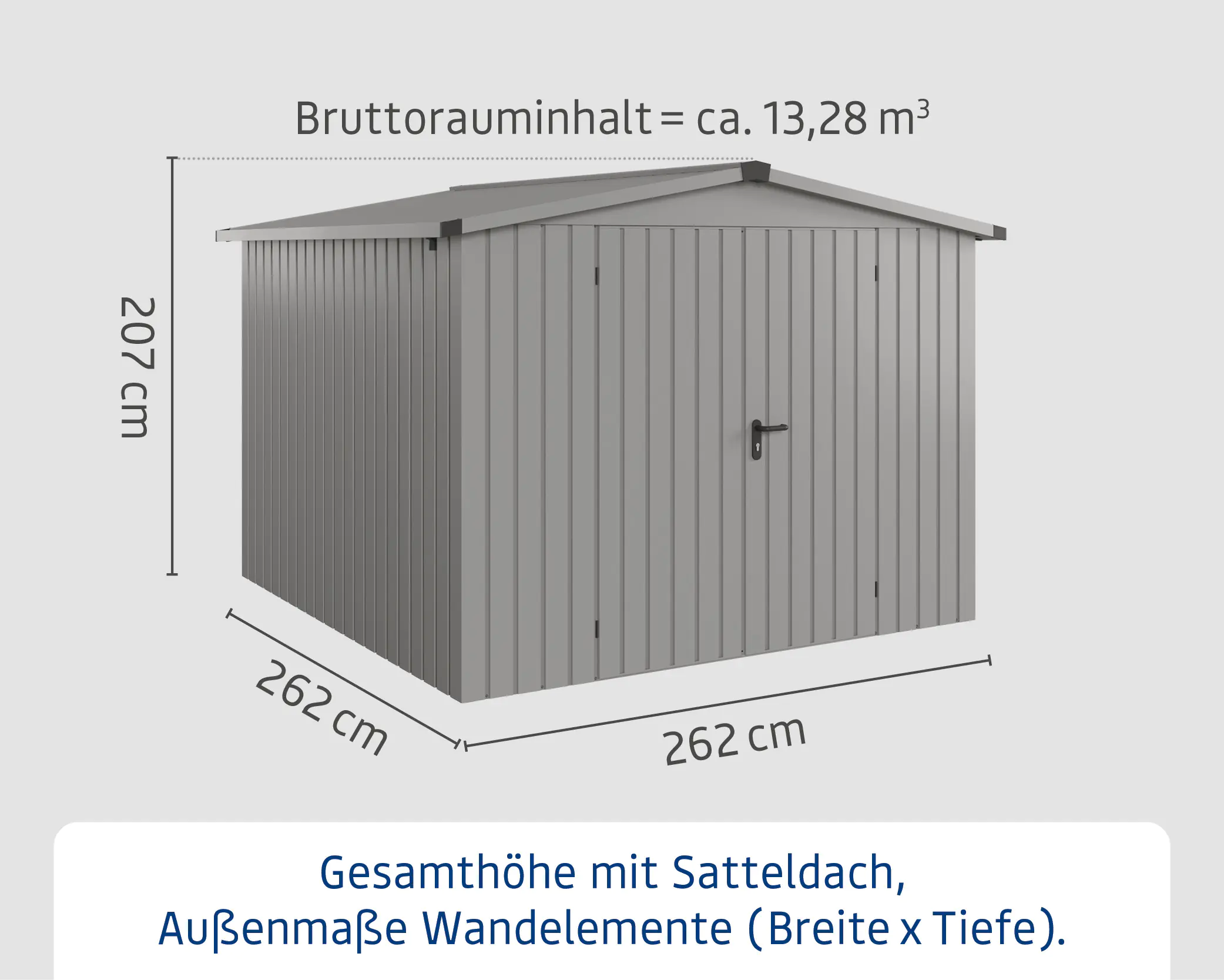 EcoStar Metallgerätehaus Euroline ESD10 aluminiumgrau 262 x 262 cm 2-flg.