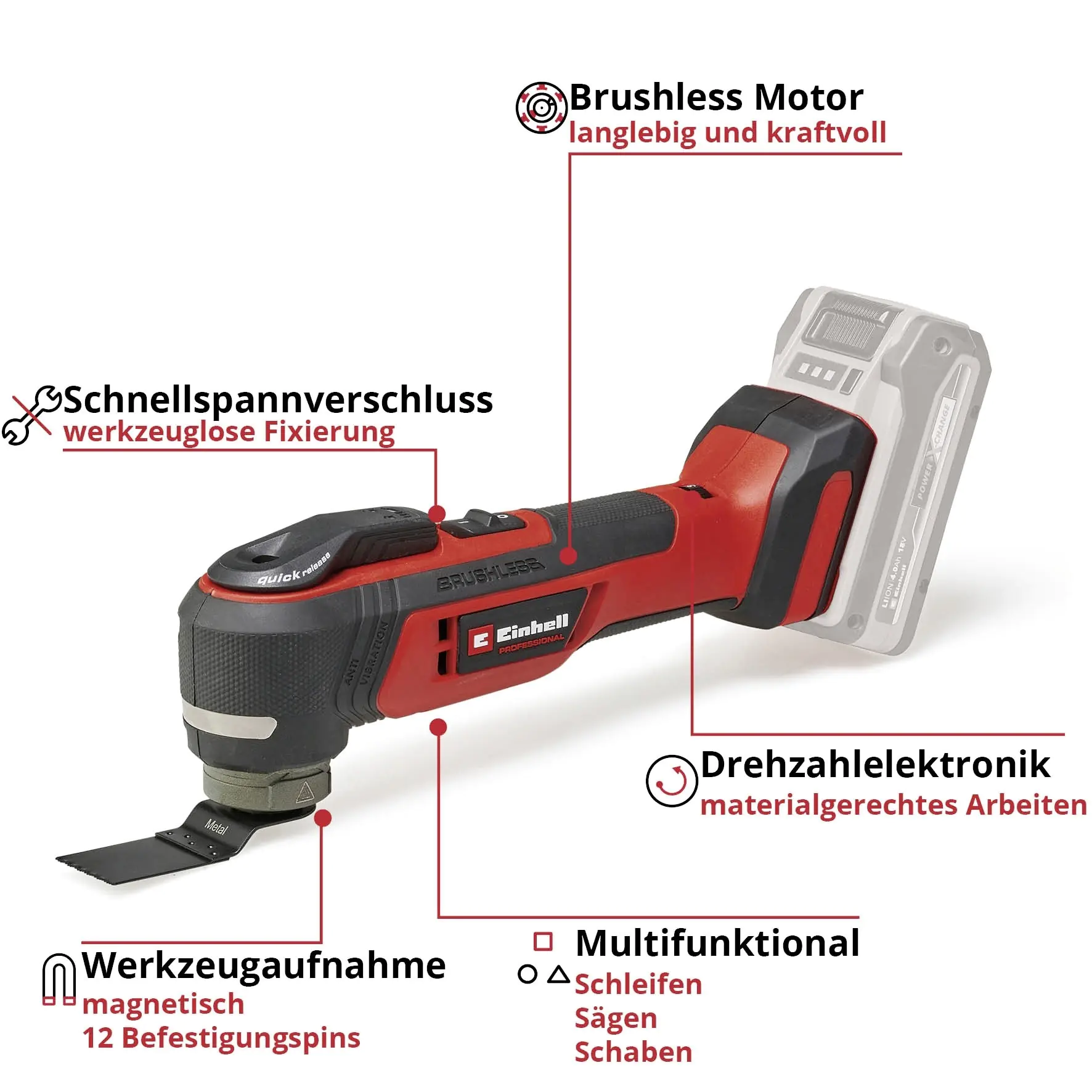 Einhell Professional Akku-Multifunktionswerkzeug TP-MG 18 Li BL Solo 18 V