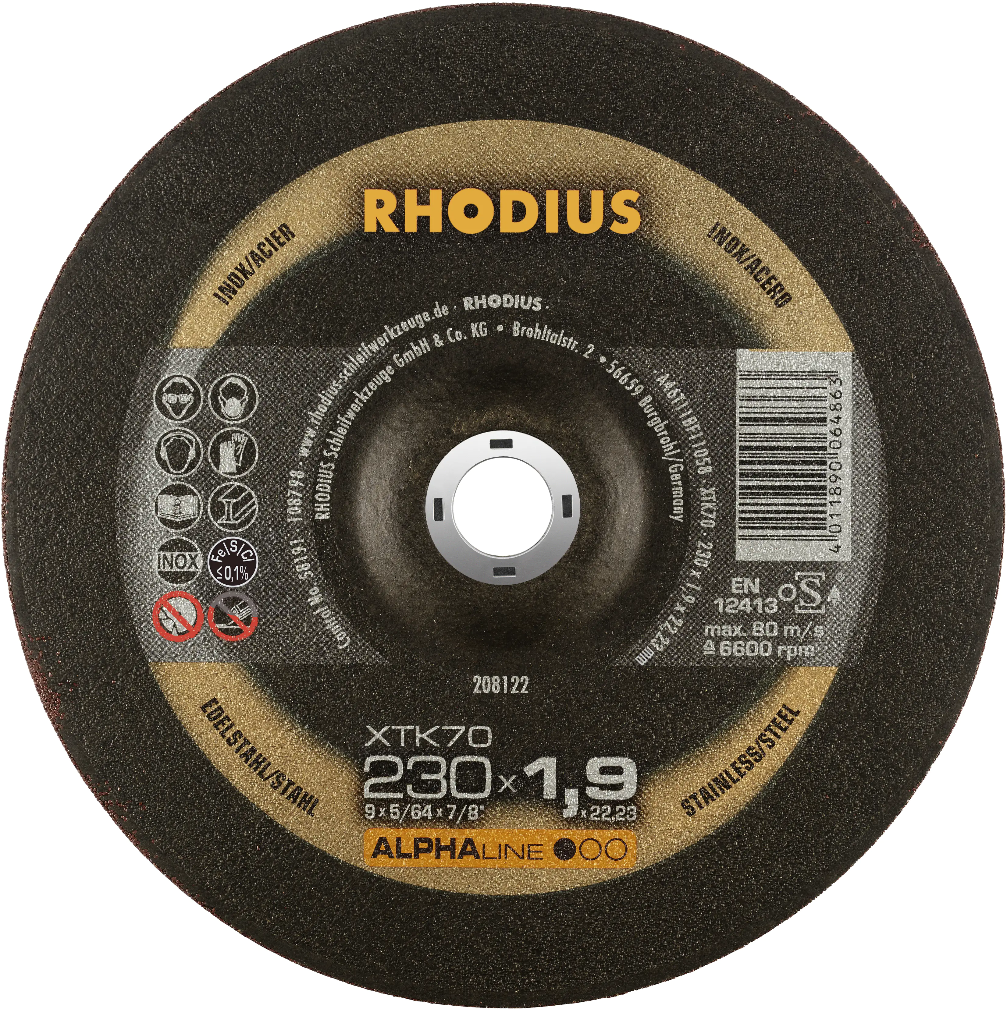 Rhodius Trennscheibe dünn XT70 Ø 230 mm Bohrung 22,23 mm