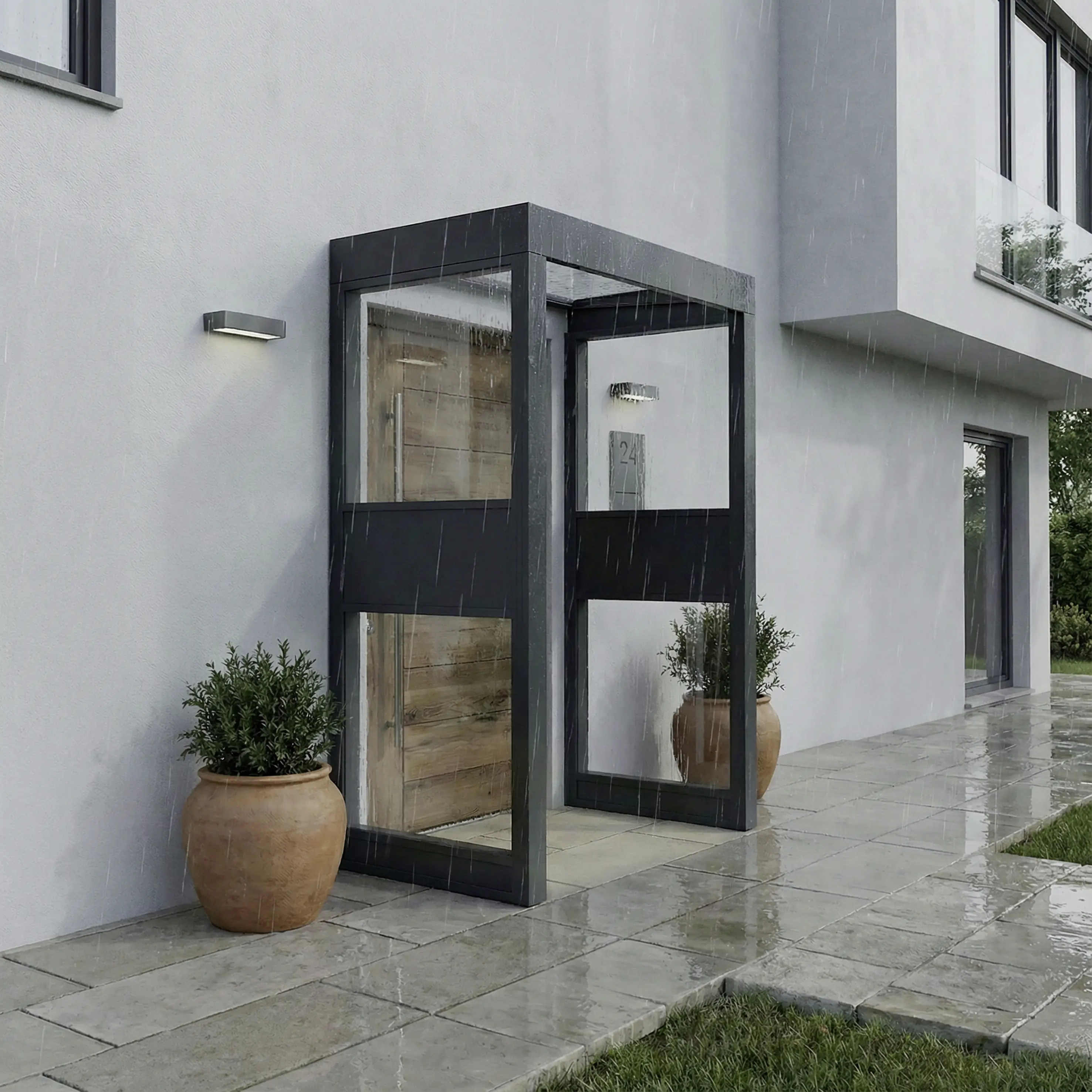 Canopia Vordach Sophia 160 x 95 cm Klar grau  +2 Seitenteile 