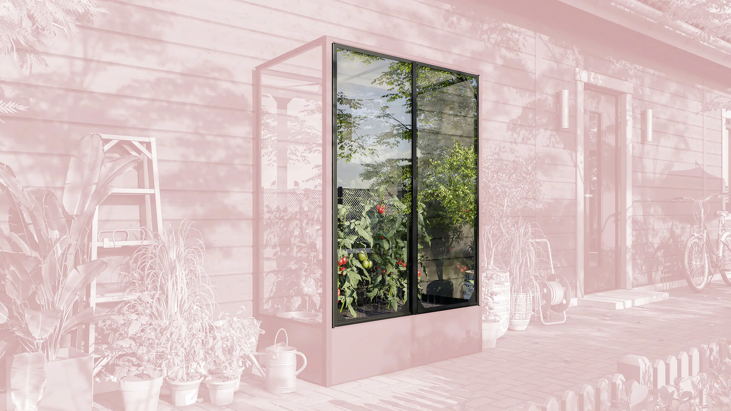 Vitavia Tür für Tomatenhaus Napoli 900 ESG 3 mm schwarz 119,7 x 149 cm 