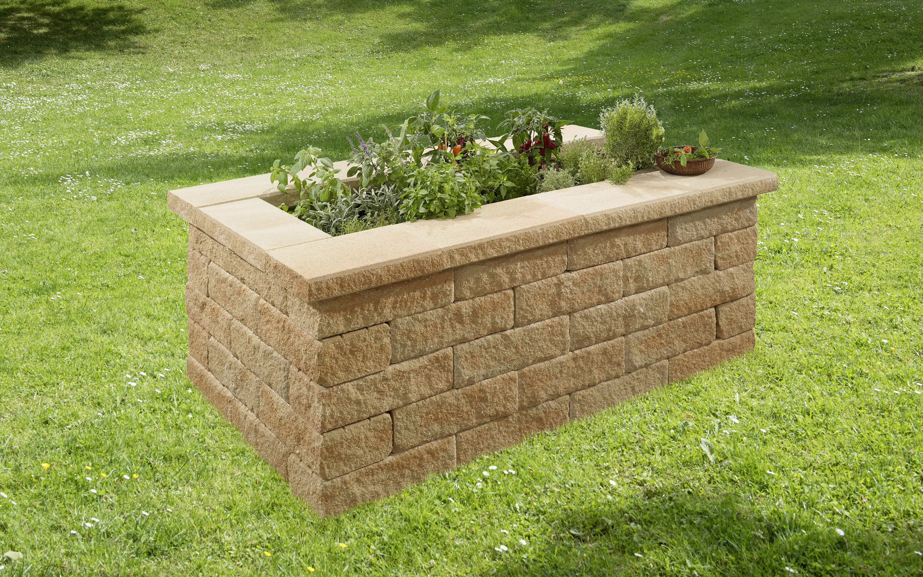 Kann Hochbeet-Set 3 Bruchstein 200 x 125 x 81 cm sandstein