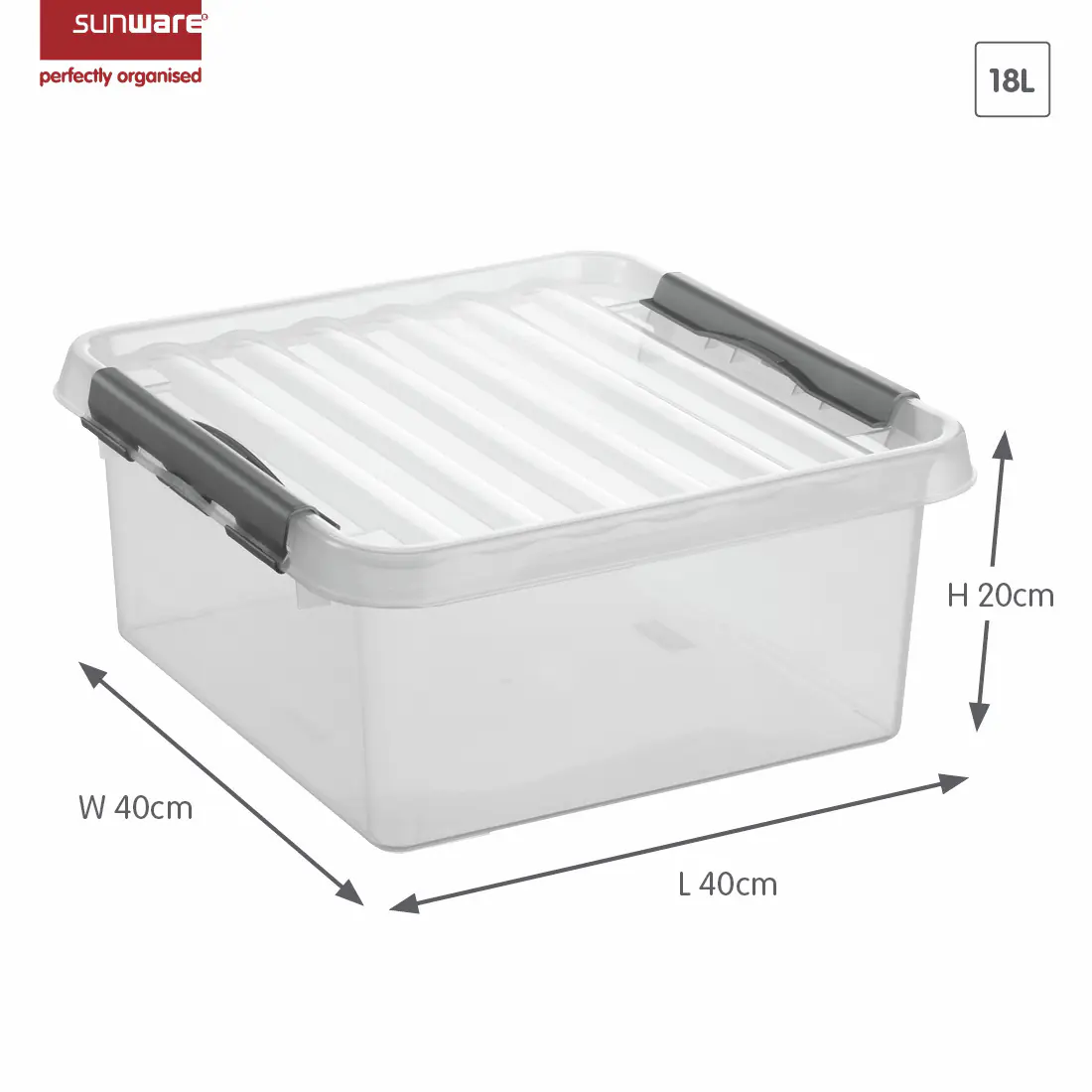 Sunware Aufbewahrungsbox Q-Line mit Deckel 40 x 40 cm 18 L transparent