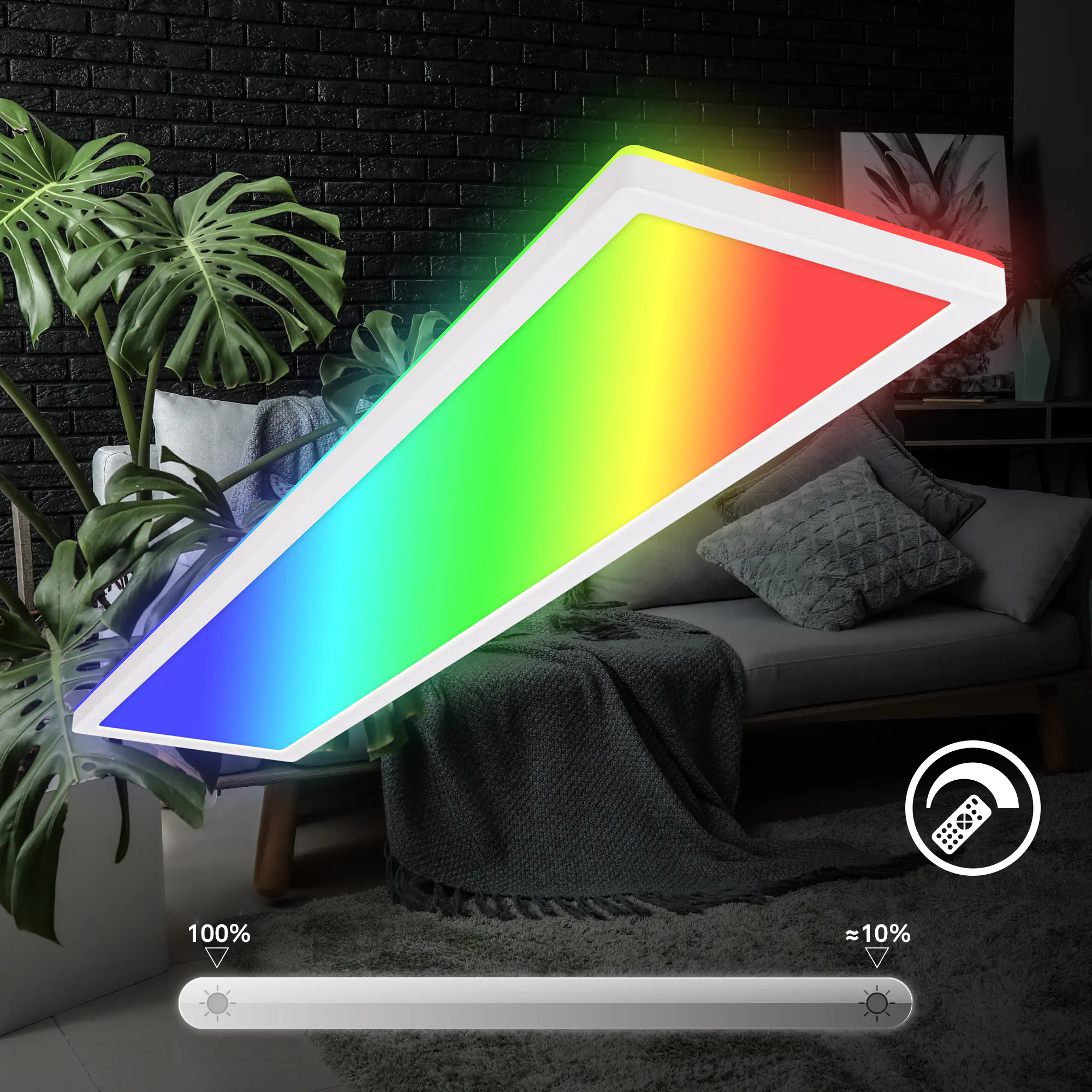 Briloner LED Panel Tava 36W weiß 98x20x3 cm dimmbar RGB