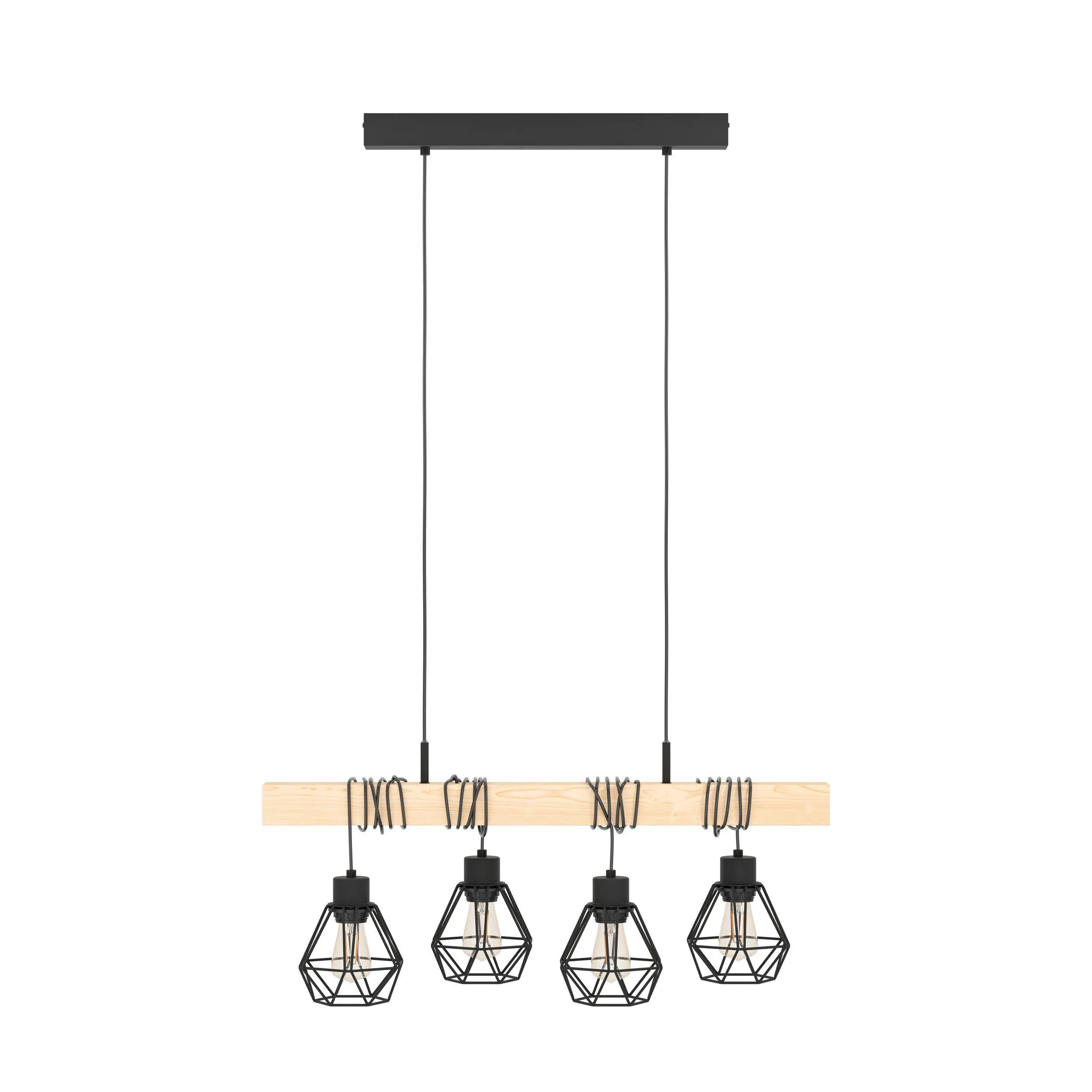 Eglo Pendelleuchte Townshend 5 schwarz holz 110 x 70 cm