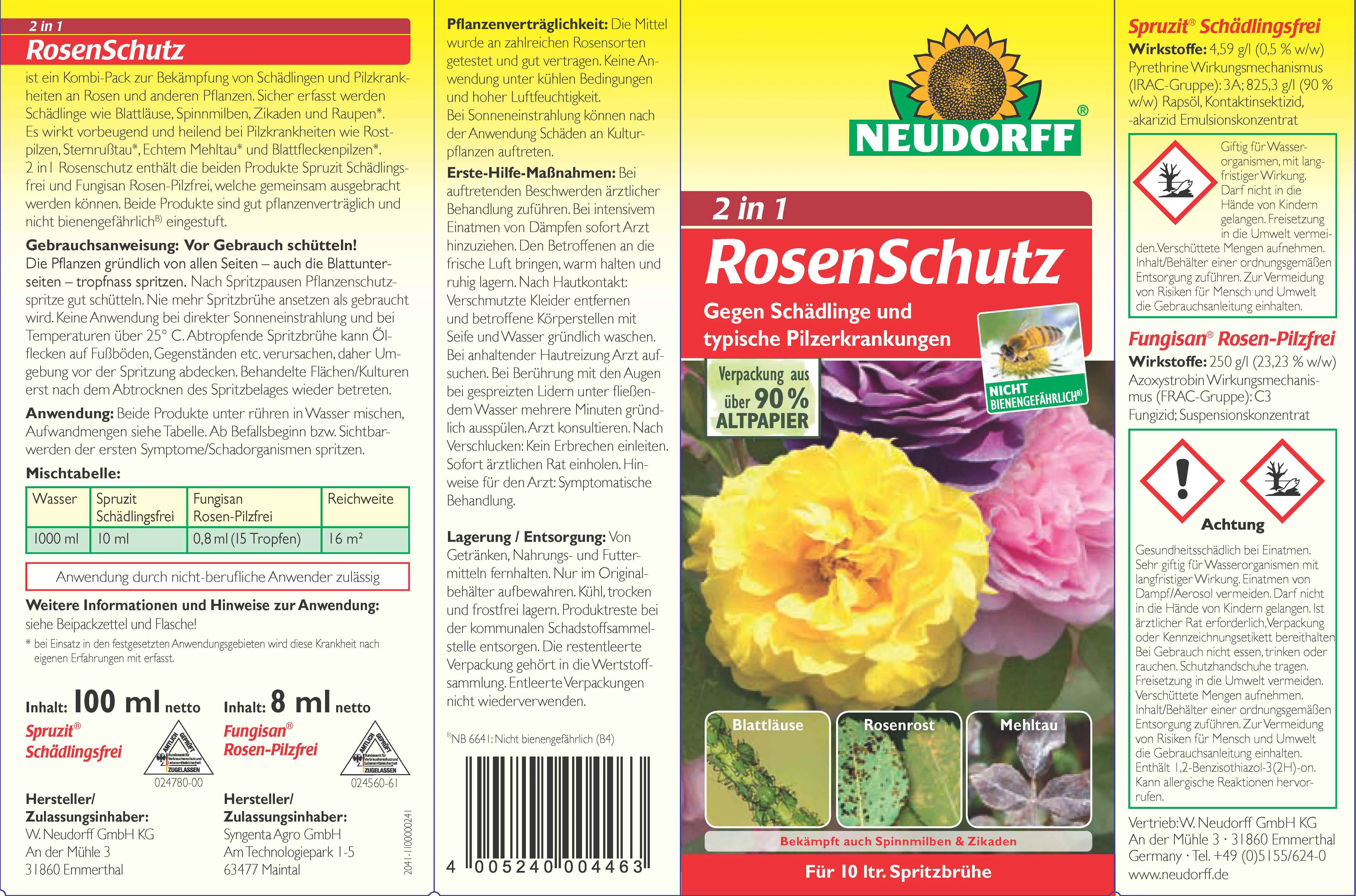 Neudorff Rosenschutz 2in1 100ml Spruzit + 8 ml Fungisan