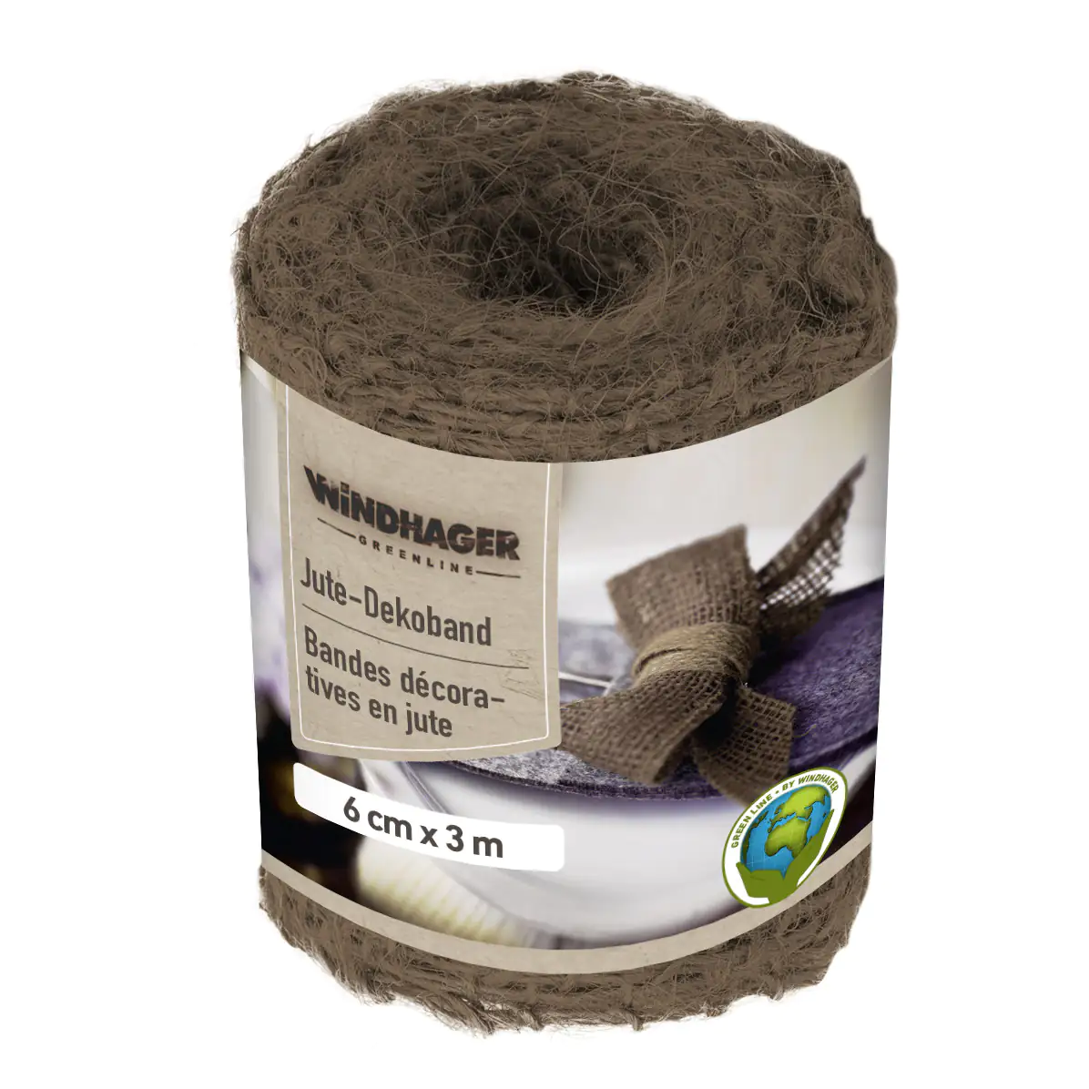 Windhager Jute Deko Band 6 cm x 3 m, braun