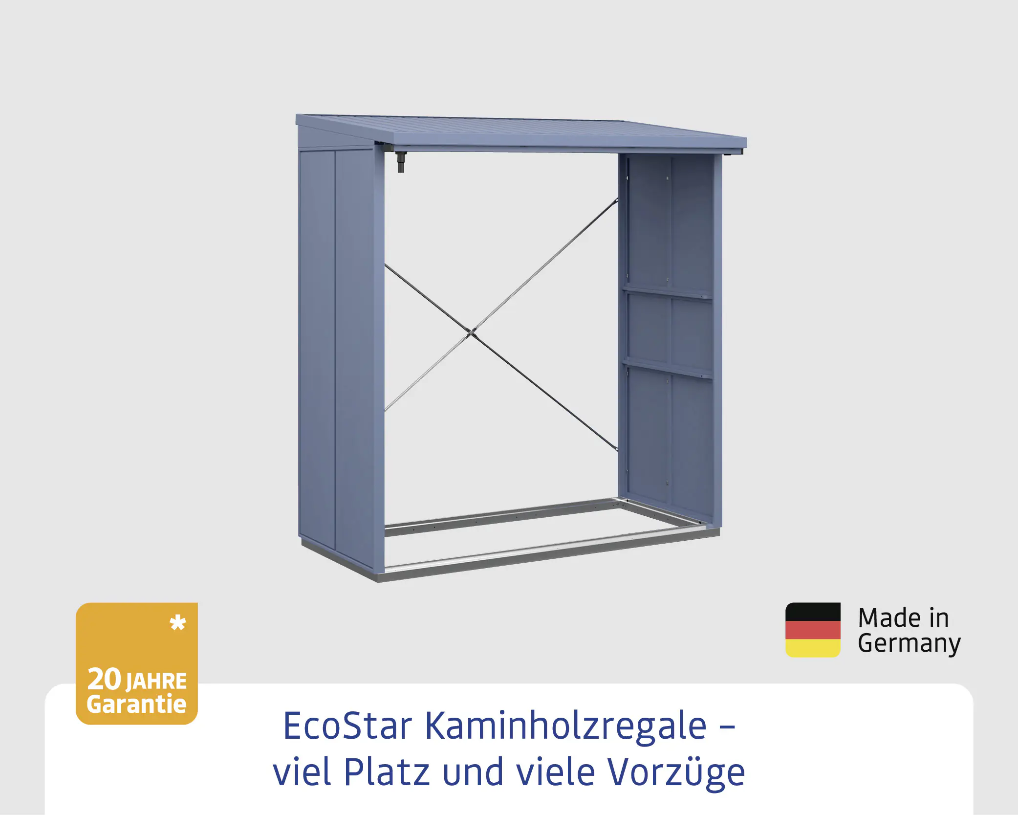 Ecostar Kaminholzregal Elegant-V Typ 2, taubenblau, mit Verstrebung