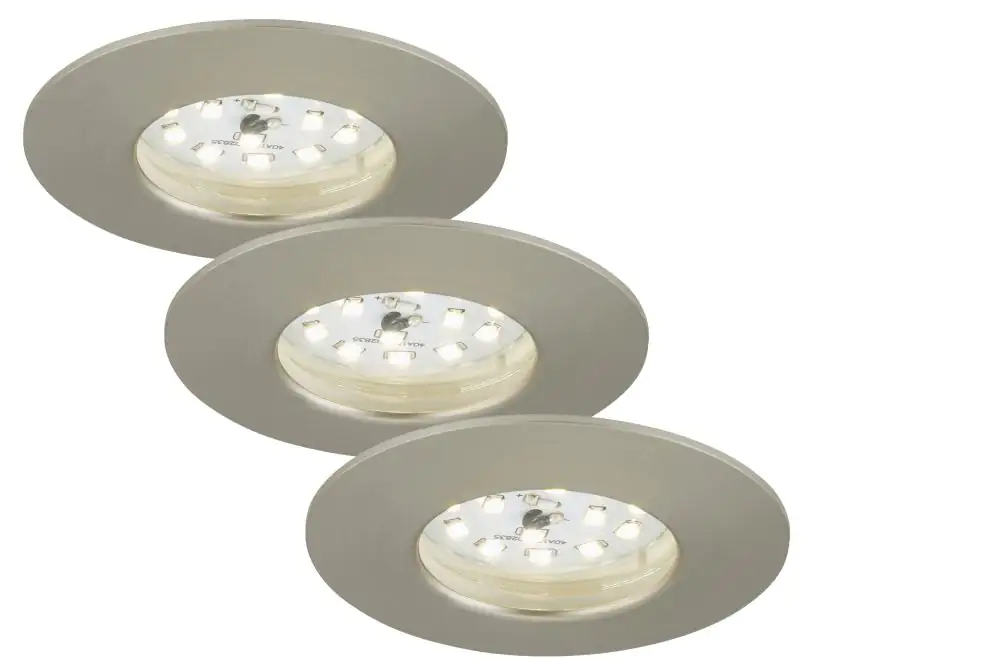 Briloner 3er Set LED Einbauleuchten Attach nickel-matt Ø 7,5 cm