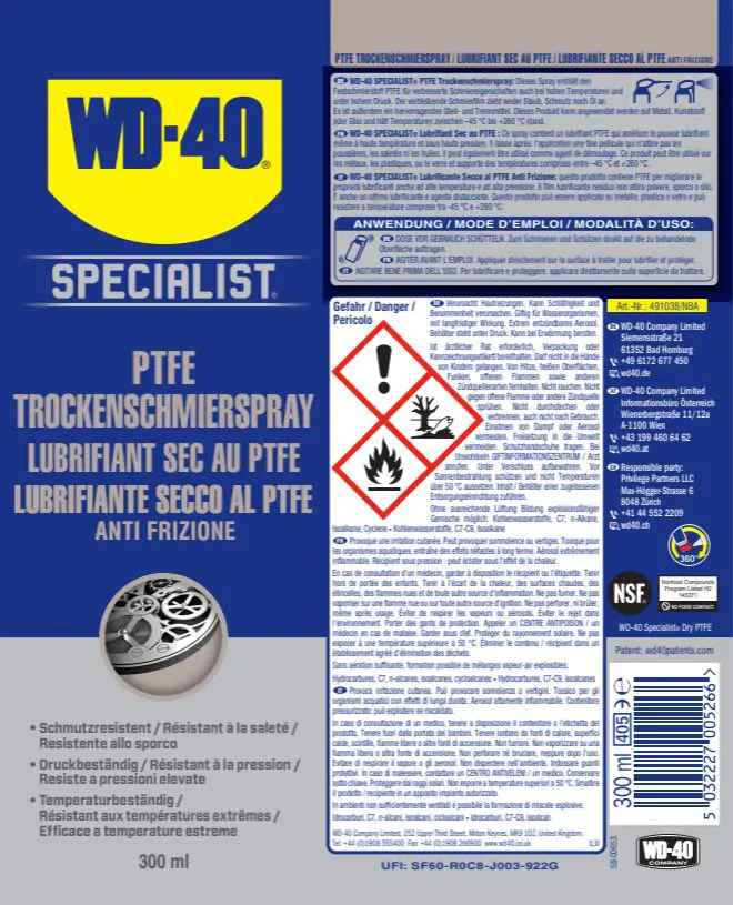WD-40 Specialist Trockenschmierspray 300ml