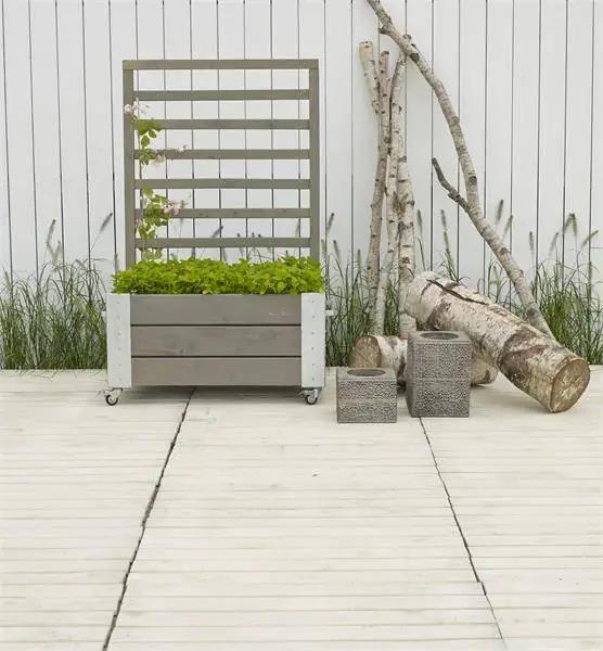 Plus Blumenkasten Cubic 87 x 50 x 130 cm graubraun mit Räder