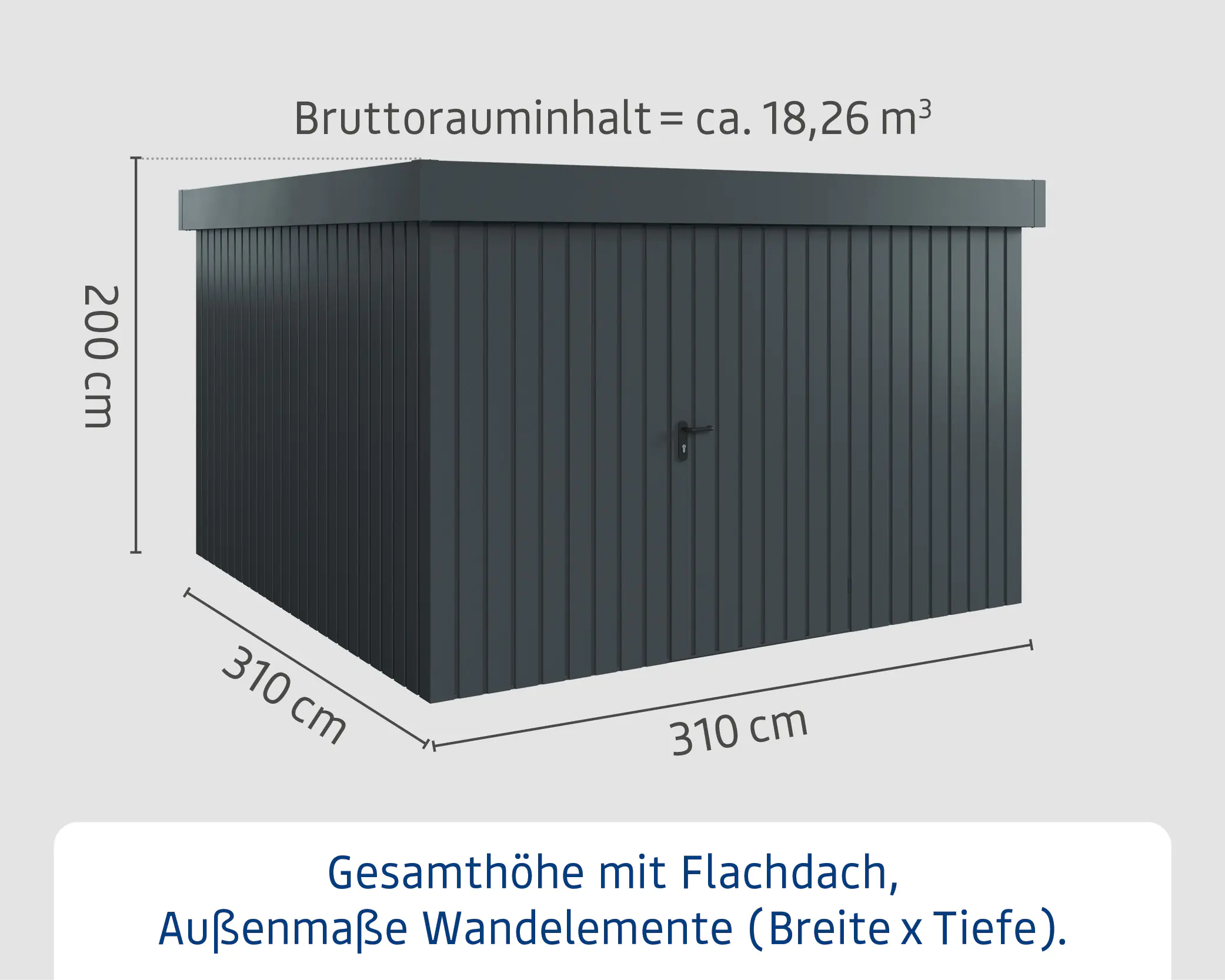 EcoStar Metallgerätehaus Euroline EFD14 anthrazit 310 x 310 cm 1-flg.