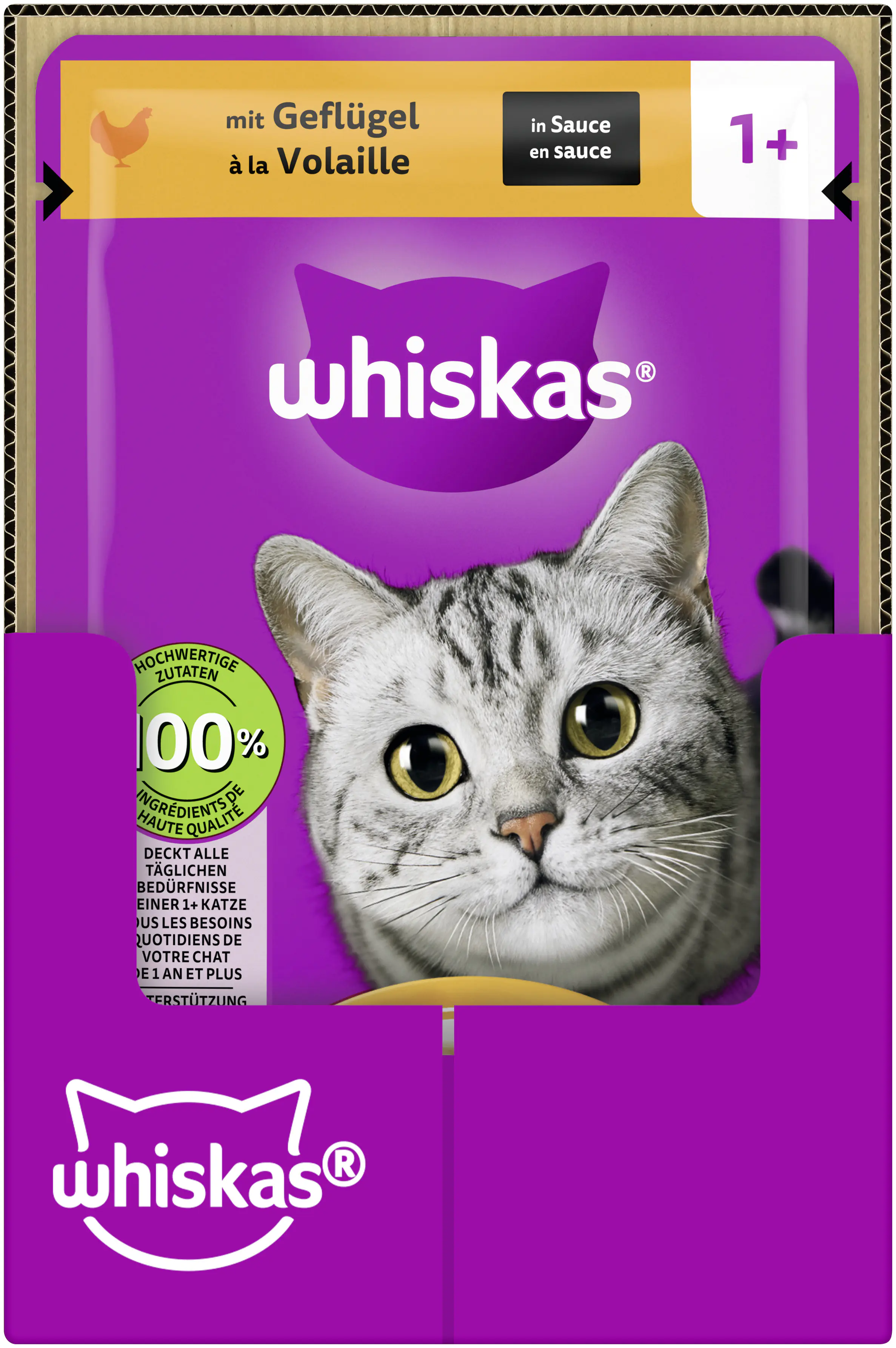 Whiskas Katzennassfutter Adult 28 x 85 g Geflügel in Sauce
