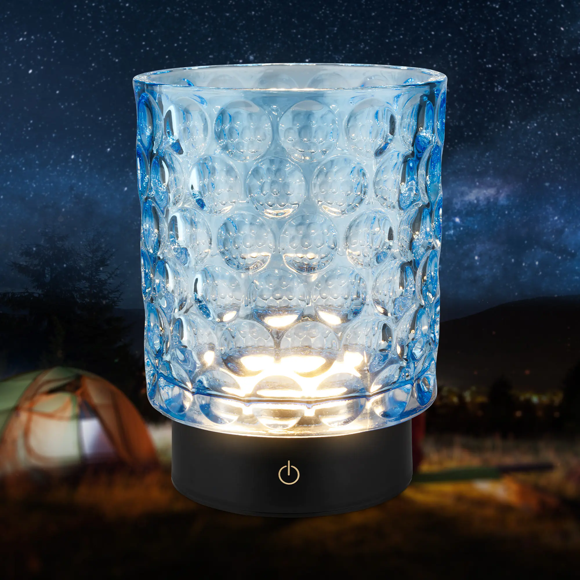 Briloner LED Akku-Tischleuchte Sunora blau 15 cm warmweiß dimmbar