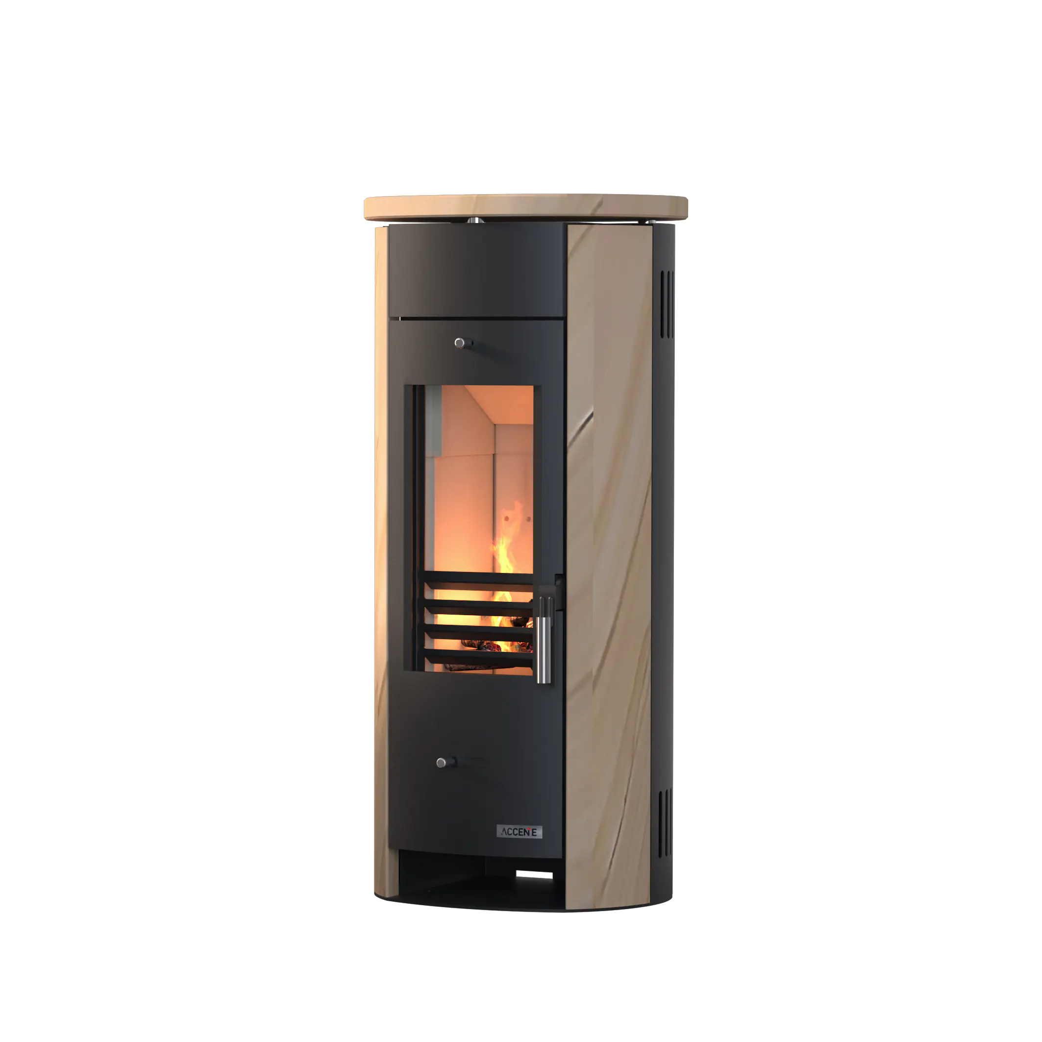 Accente Kaminofen Slimline Stahl sandstein schwarz 5,5 kW