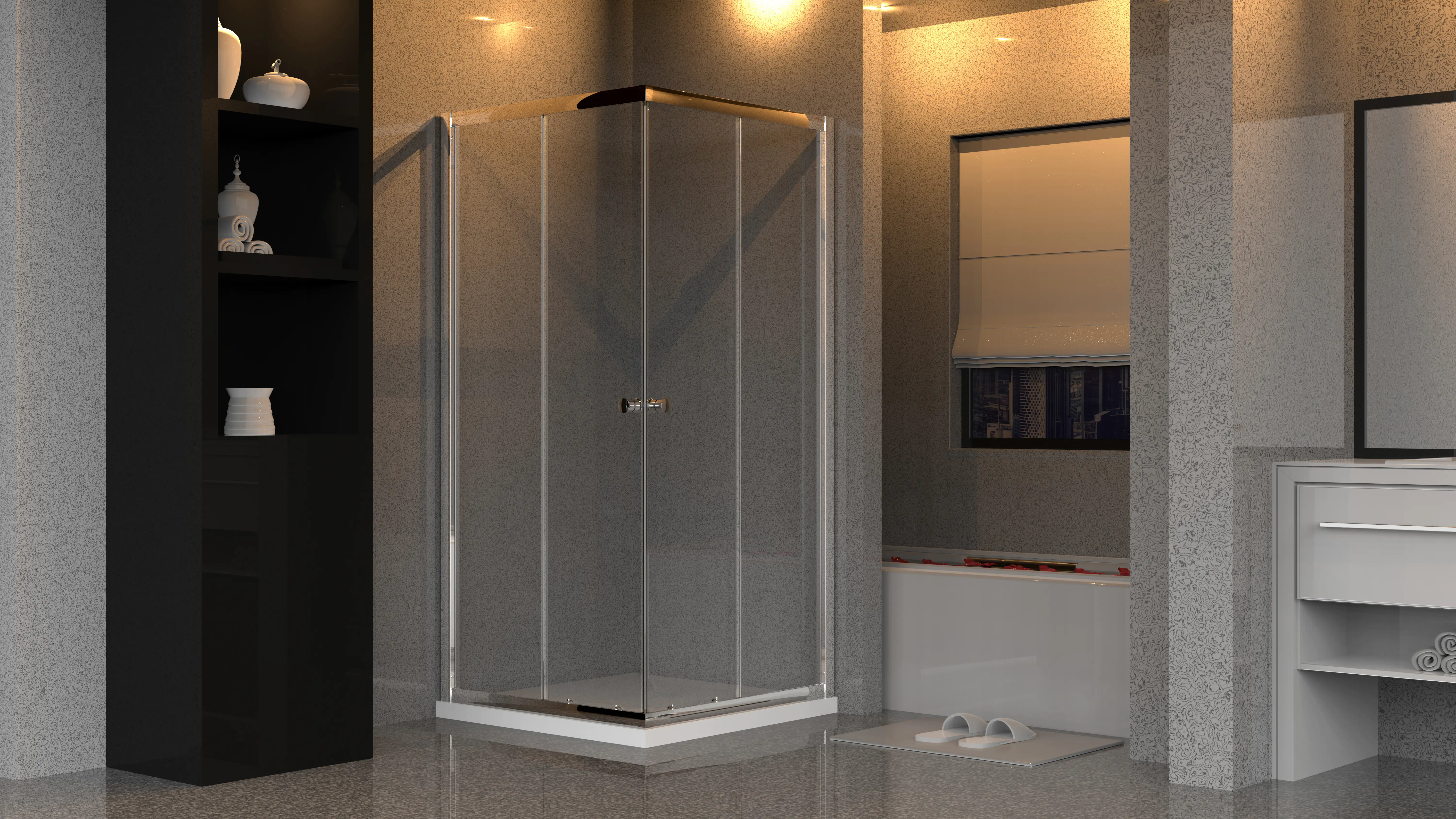 Primaster Eckdusche Easy-5 Schiebetür 90 x 90 cm Klarglas chrom