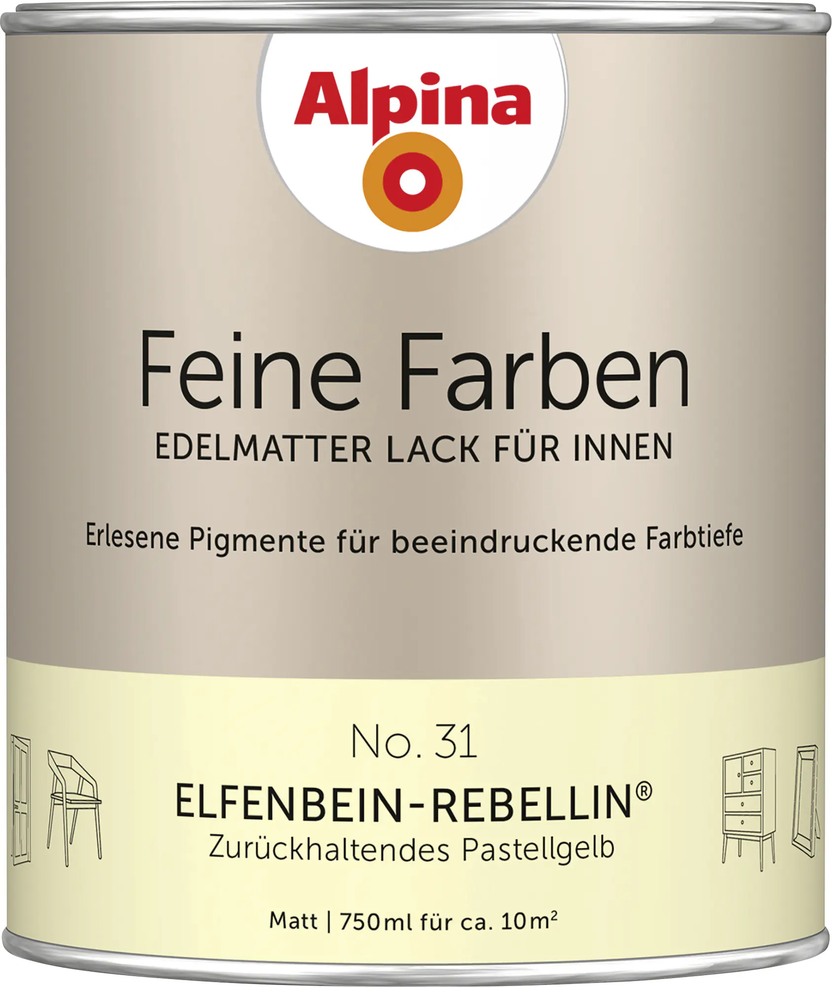 Alpina Feine Farben Lack No. 31 Elfenbein-Rebellin - pastellgelb 750 ml