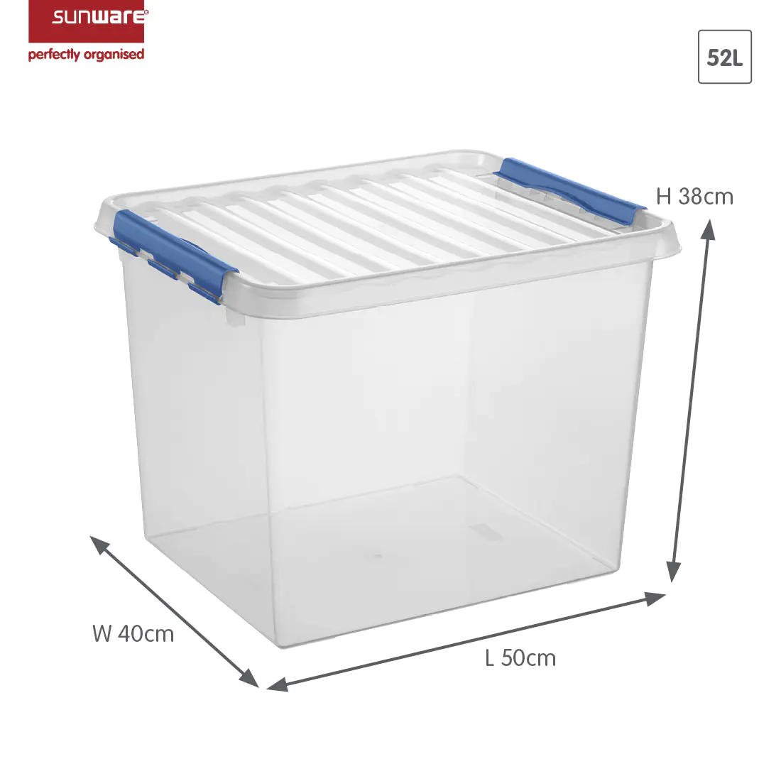 Sunware Aufbewahrungsbox Q-Line mit Deckel 50 x 40 cm 52 L transparent