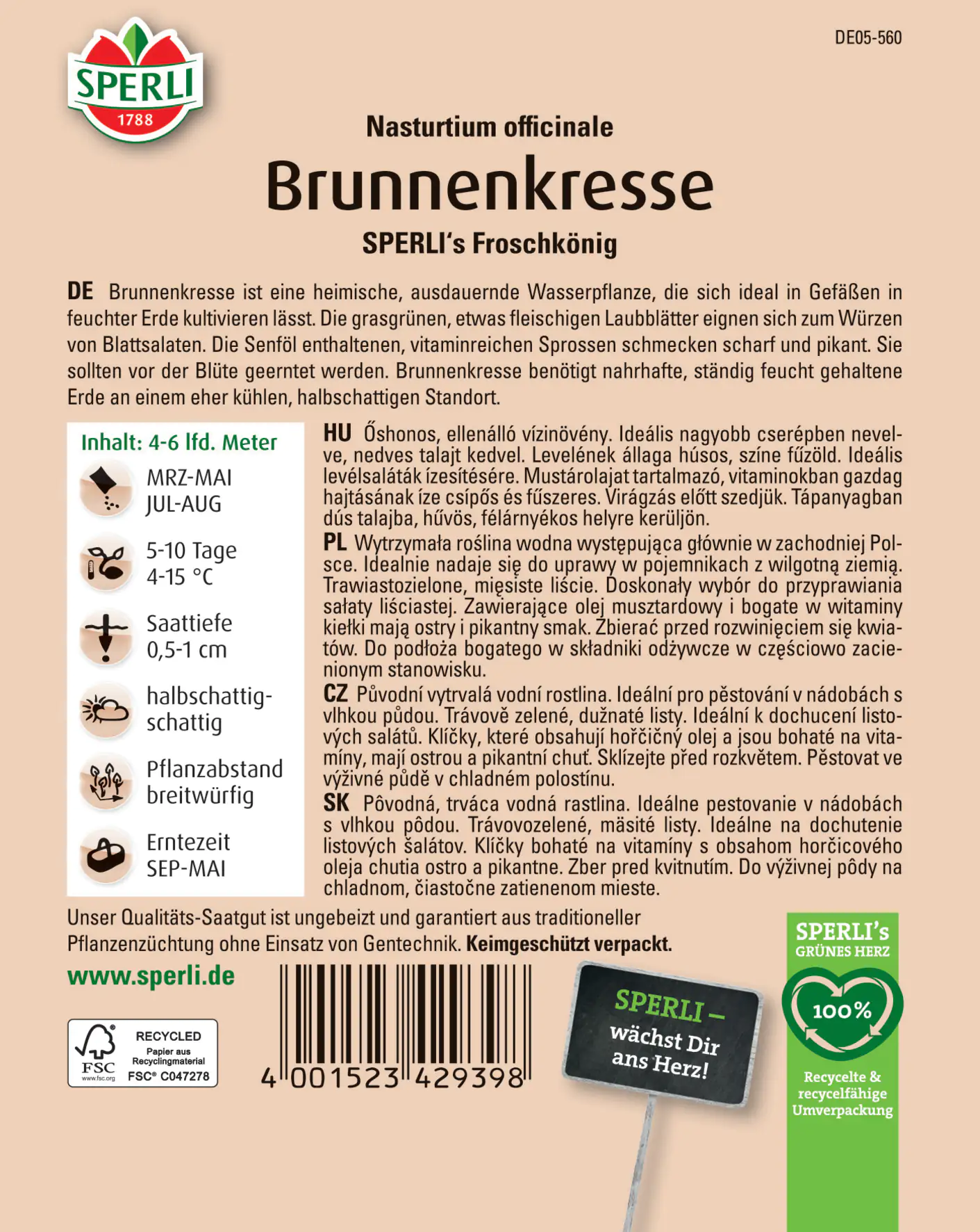 Sperli Brunnenkresse Sperli 's Froschkönig
