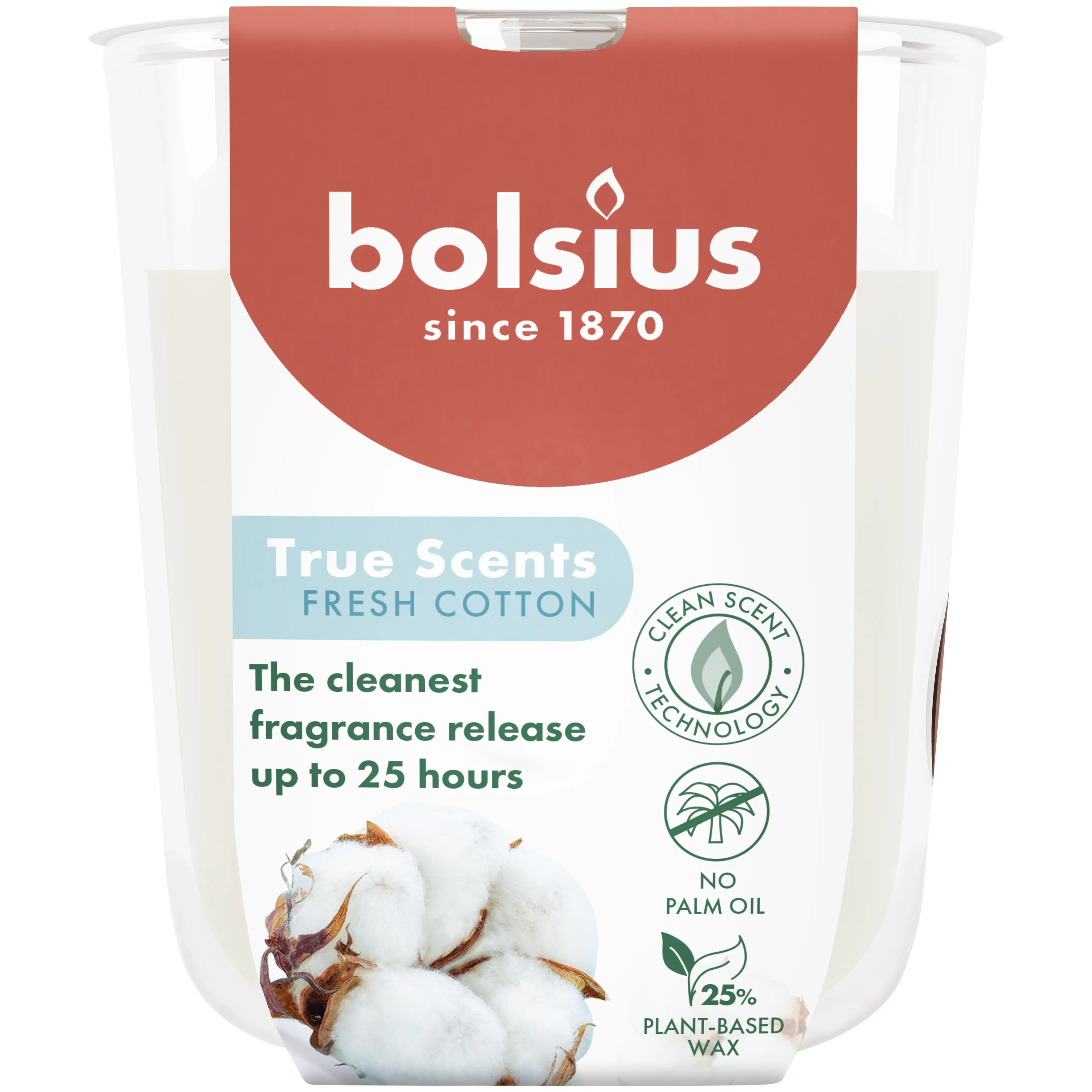 Bolsius Duftkerze im Glas true scents Ø 7,3 cm fresh cotton