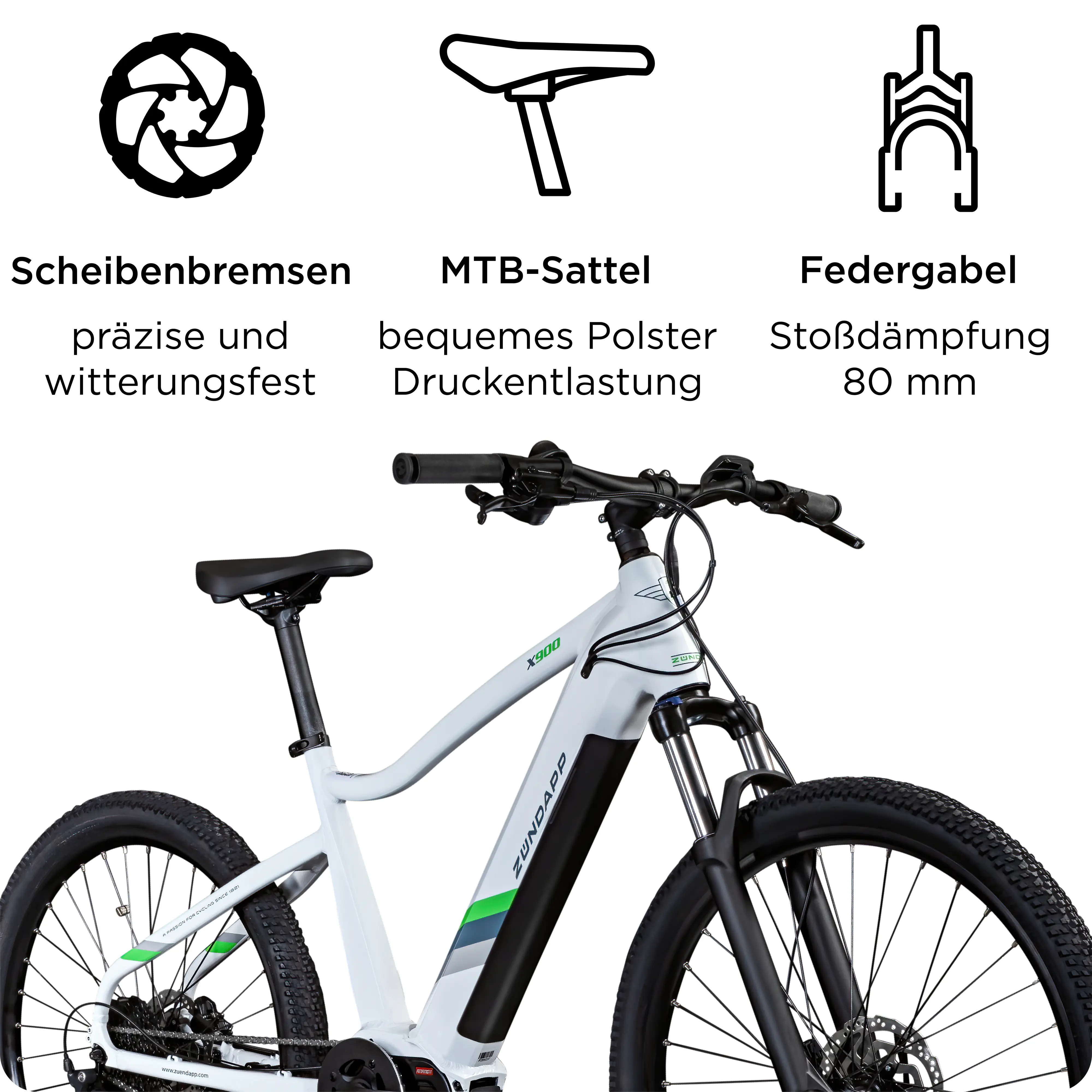 Zündapp E-Bike MTB X900 27,5 Zoll 10-Gang 733 Wh weiß