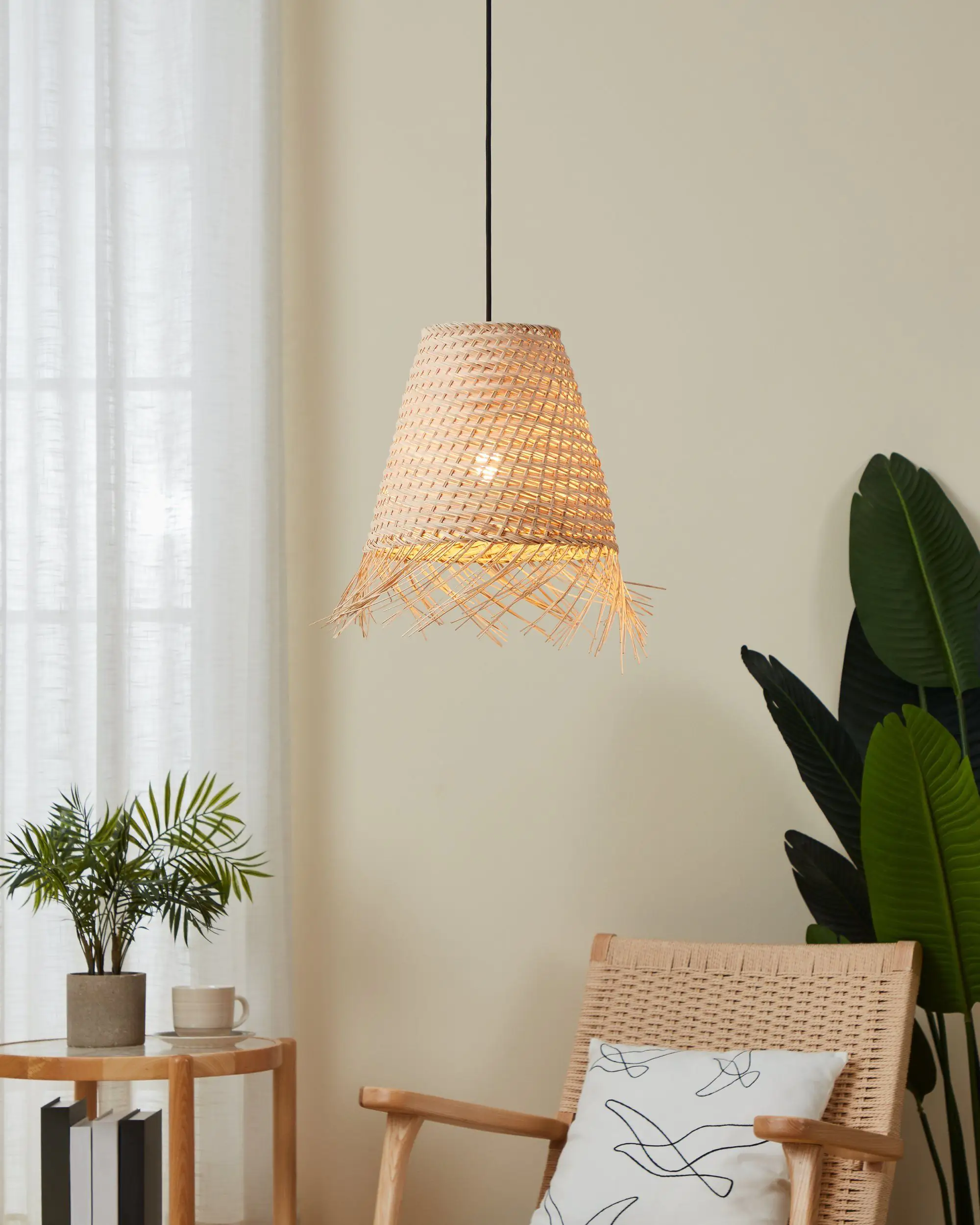Eglo Pendelleuchte Aycliff schwarz natur 30 x 110 cm E27