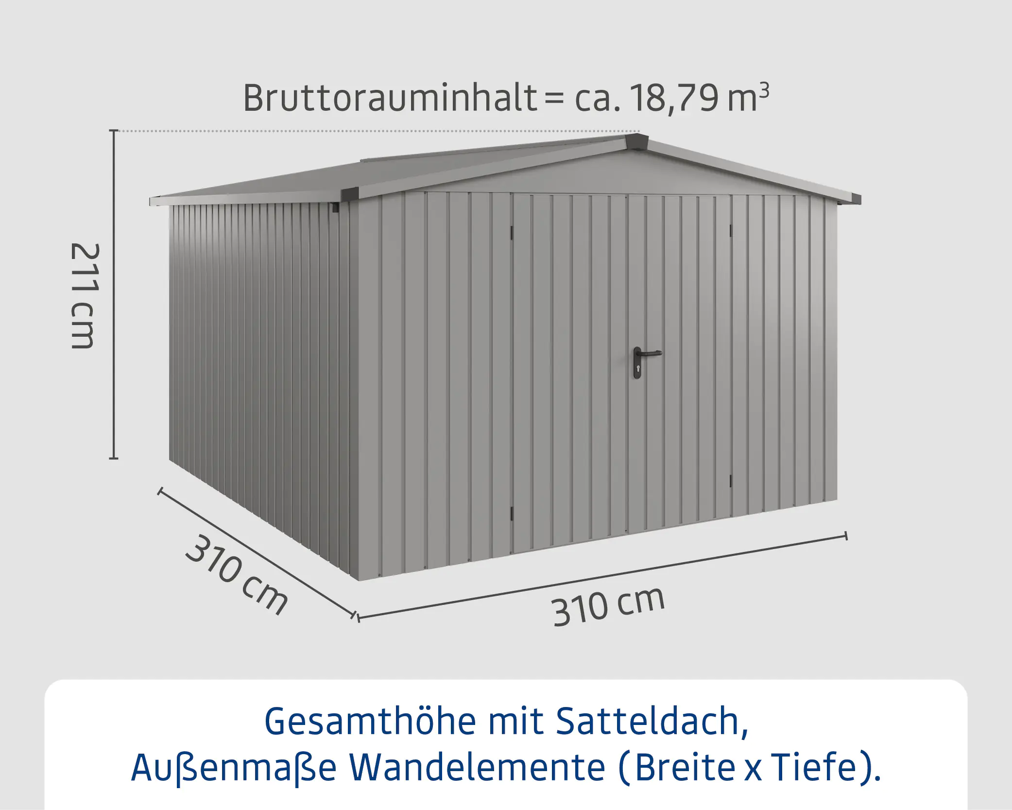 EcoStar Metallgerätehaus Euroline ESD14 aluminiumgrau 310 x 310 cm 2-flg.