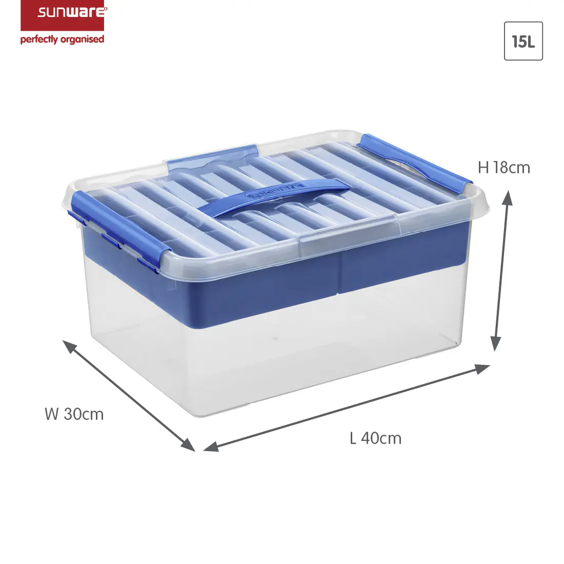 Sunware Aufbewahrungsbox Q-Line mit Einsatz & Deckel 40 x 30 cm 15 L transparent
